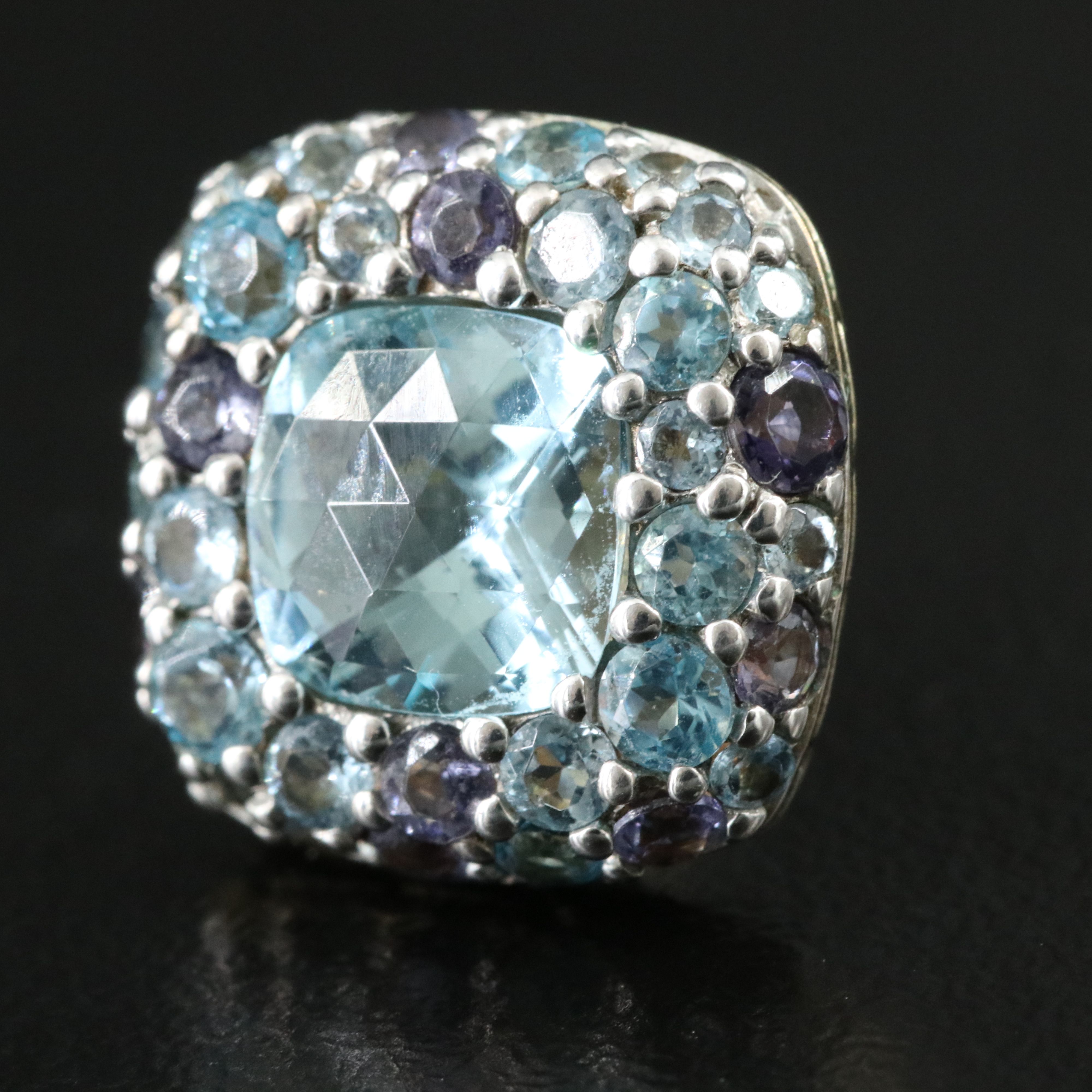 John Hardy Batu Kali Sterling Topaz and Iolite Square Earrings