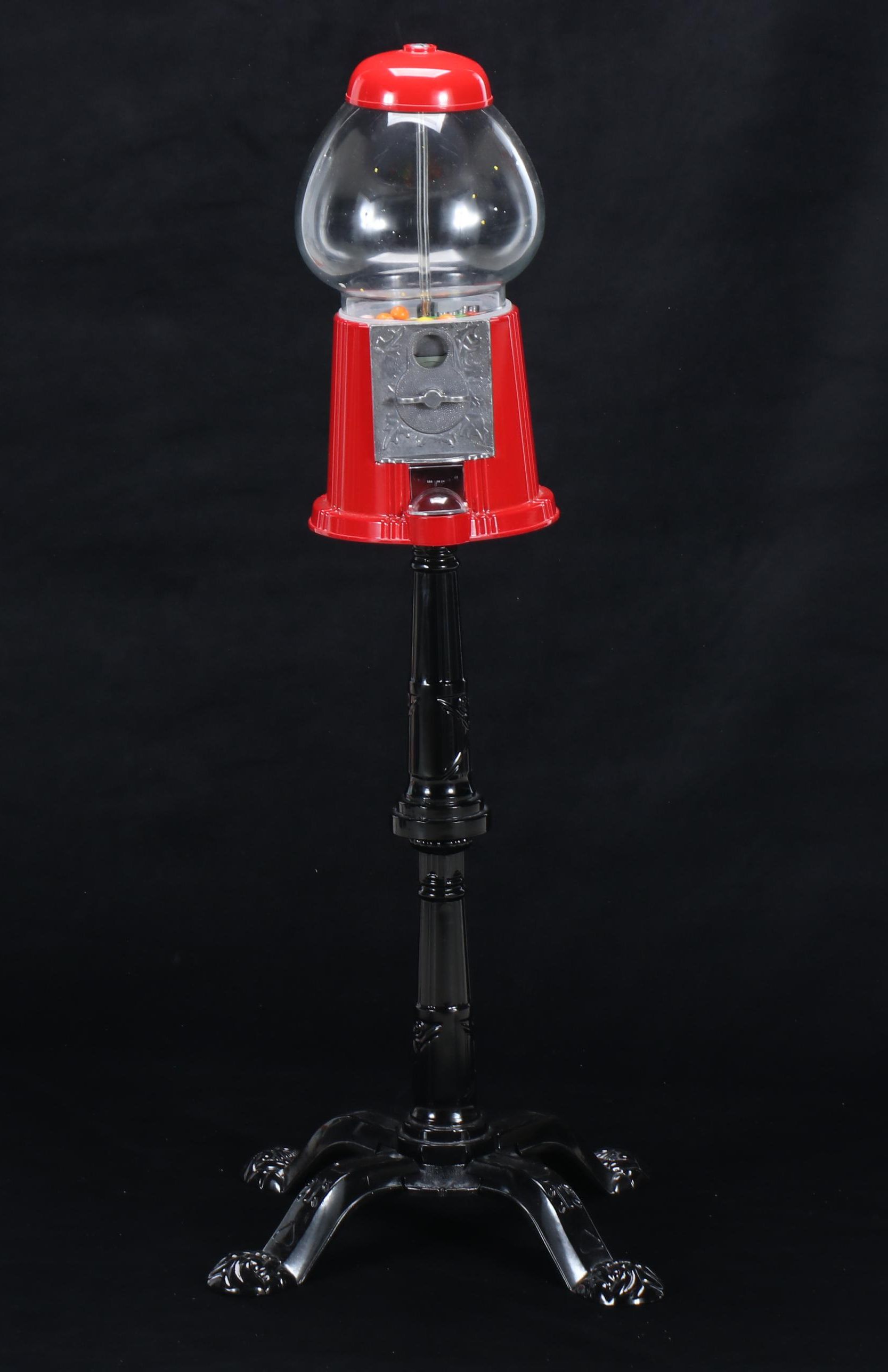 Red Gumball Dispenser on Clawfoot Stand