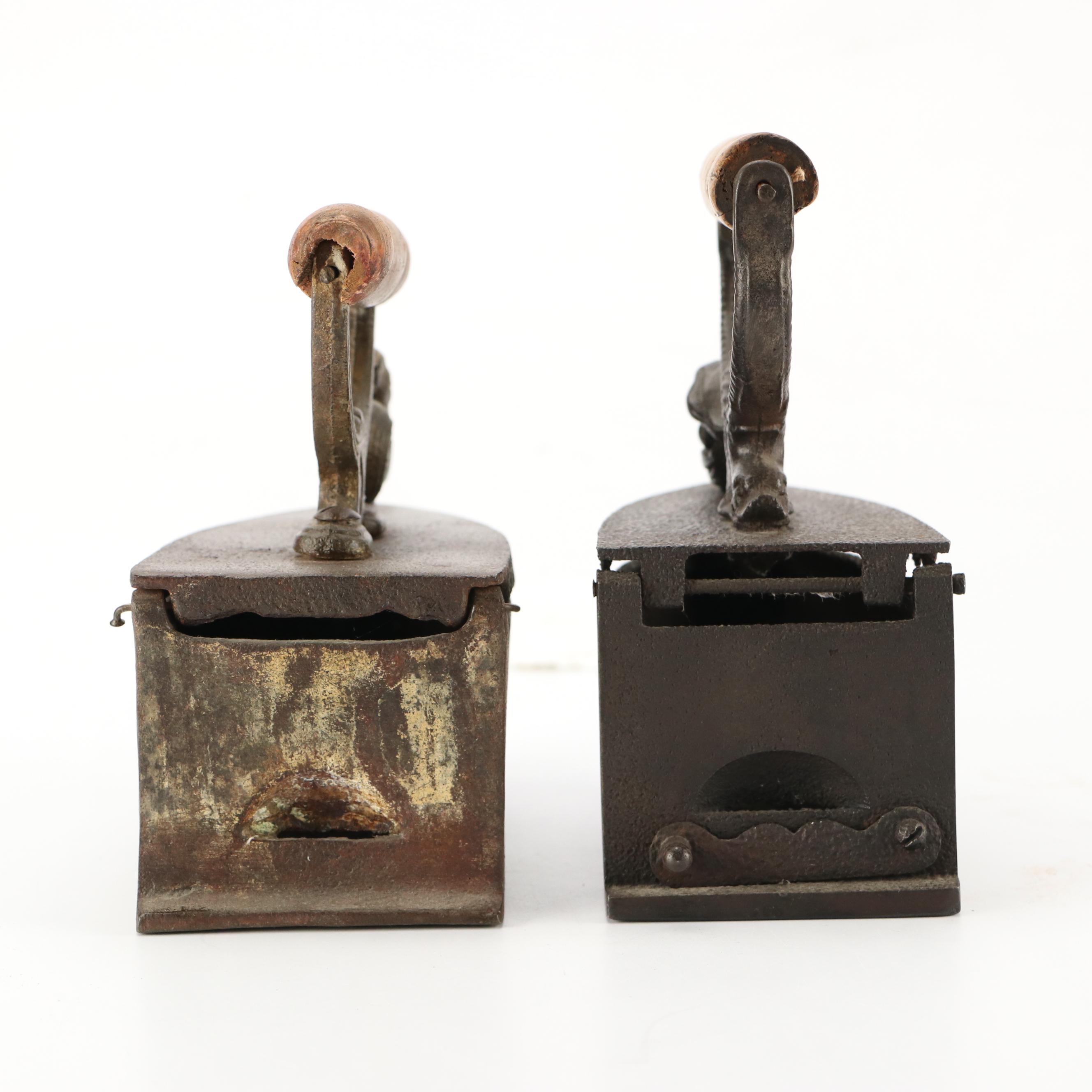 Antique Sad Irons with Wooden Handles