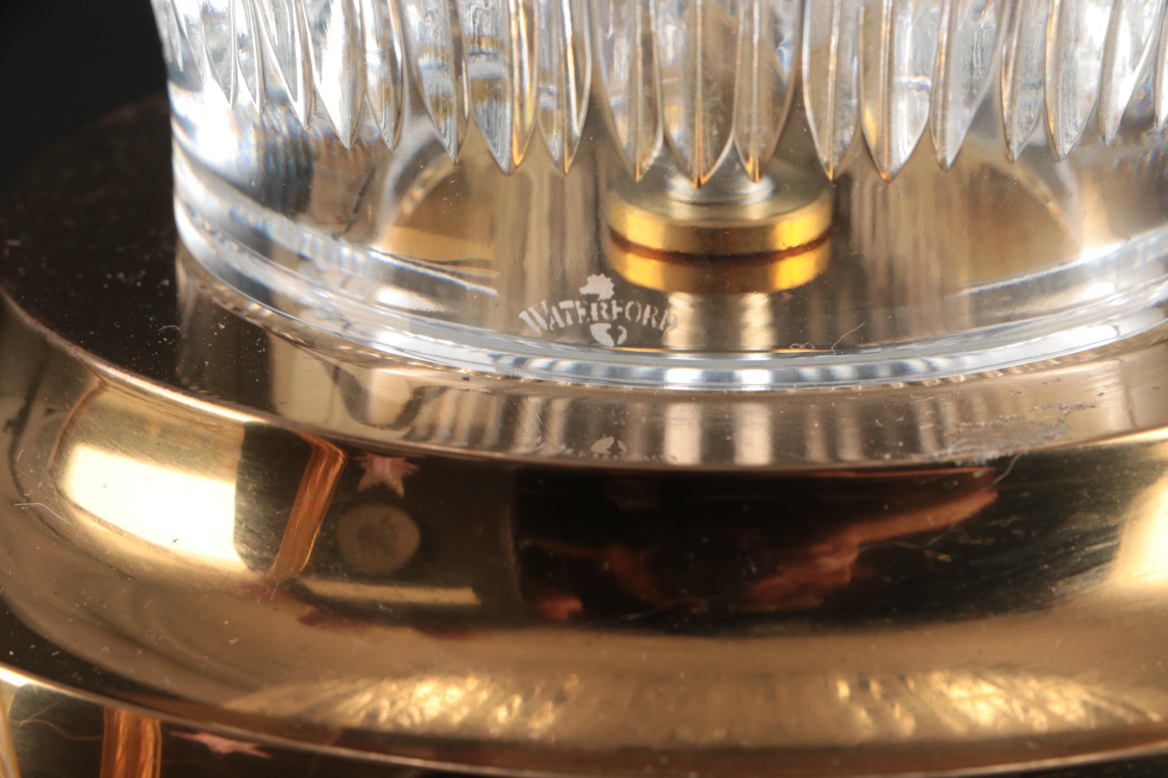 Waterford Crystal Table Lamps with Shirred Cotton Coolie Shades