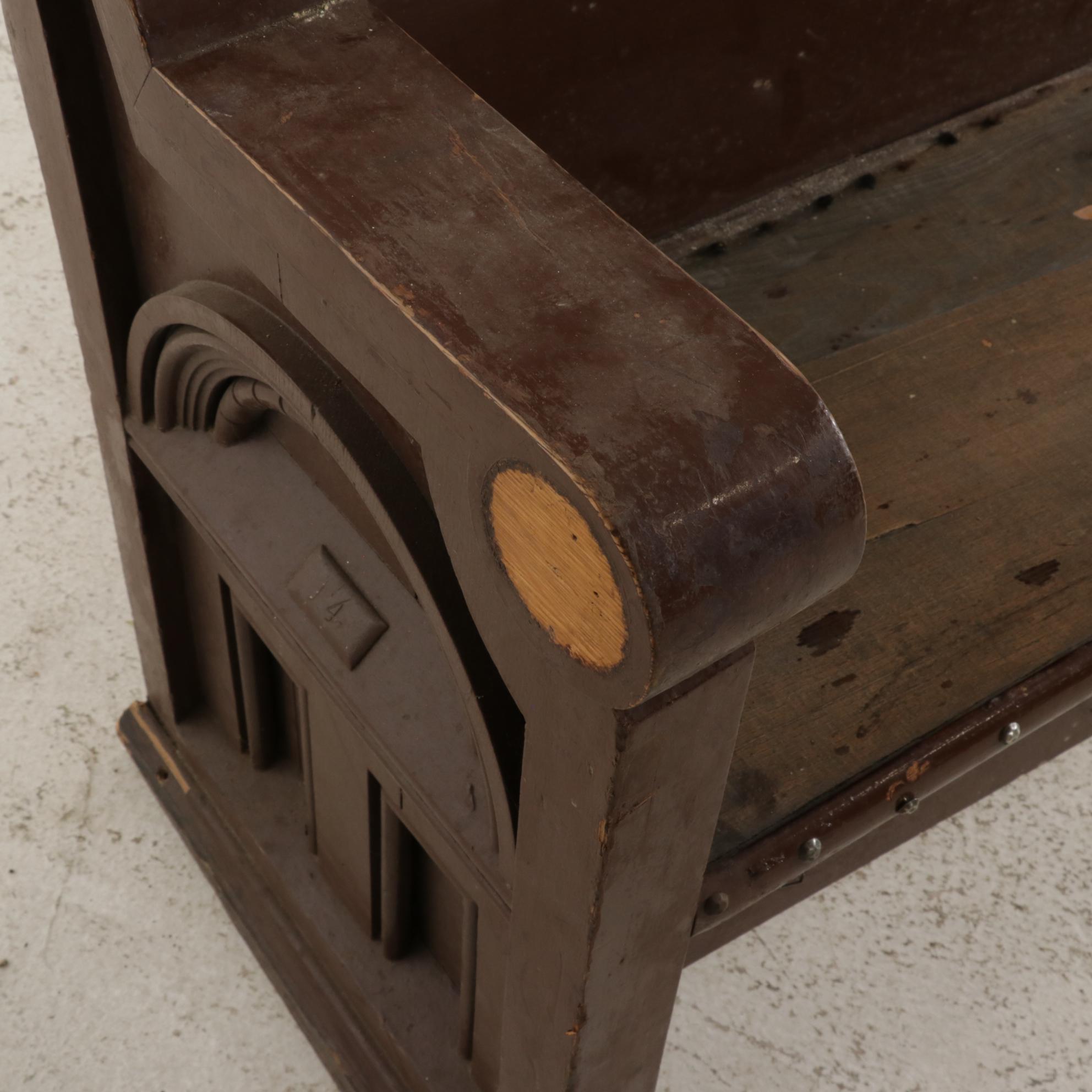 Painted Wood Church Pew, Mid to Late 20th Century