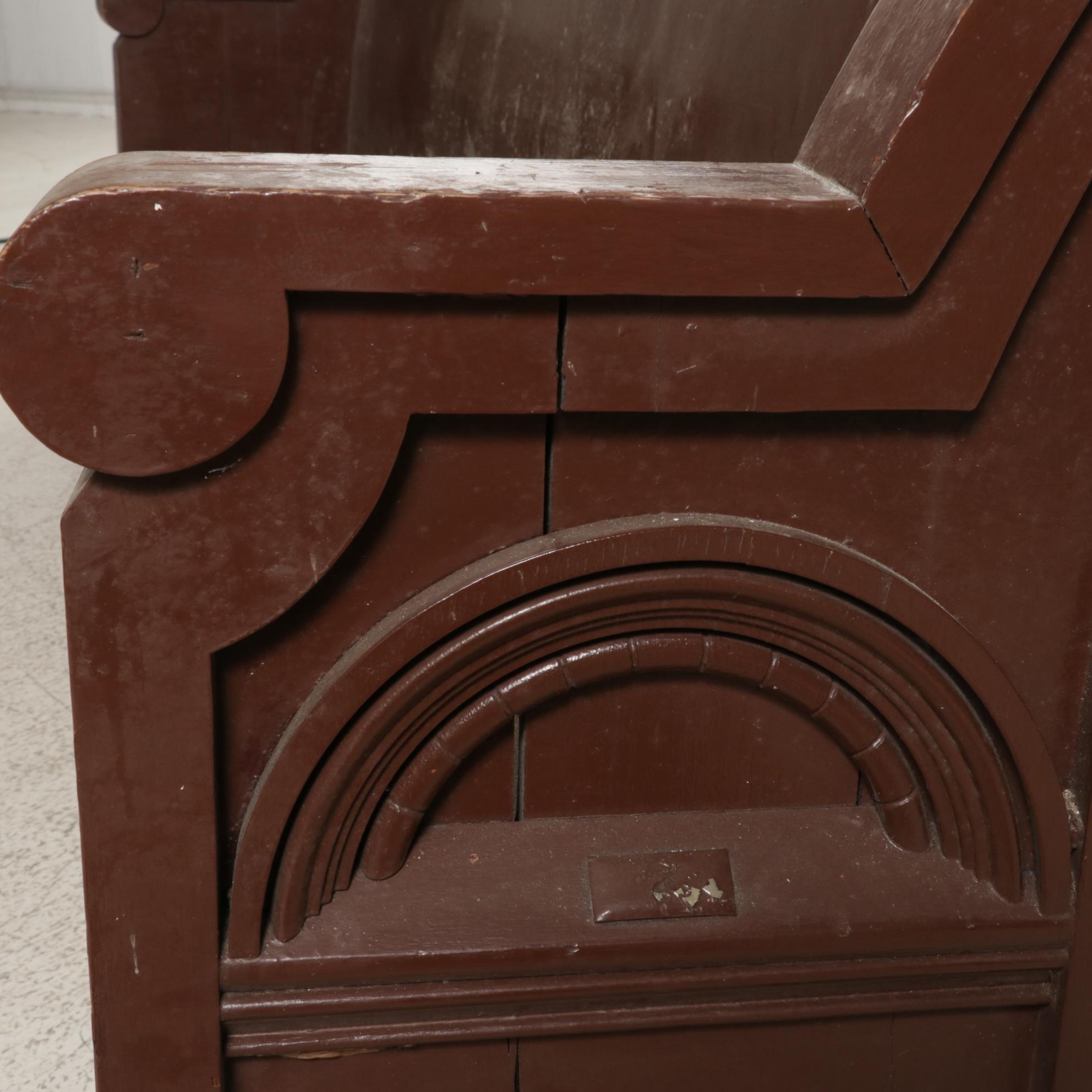 Painted Wood Church Pew, Mid to Late 20th Century