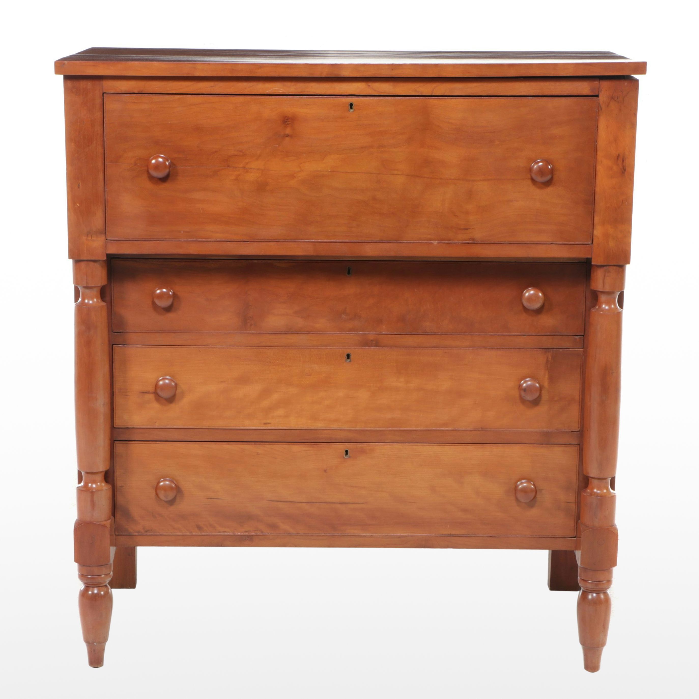 American Empire Cherry Chest of Drawers, 19th Century