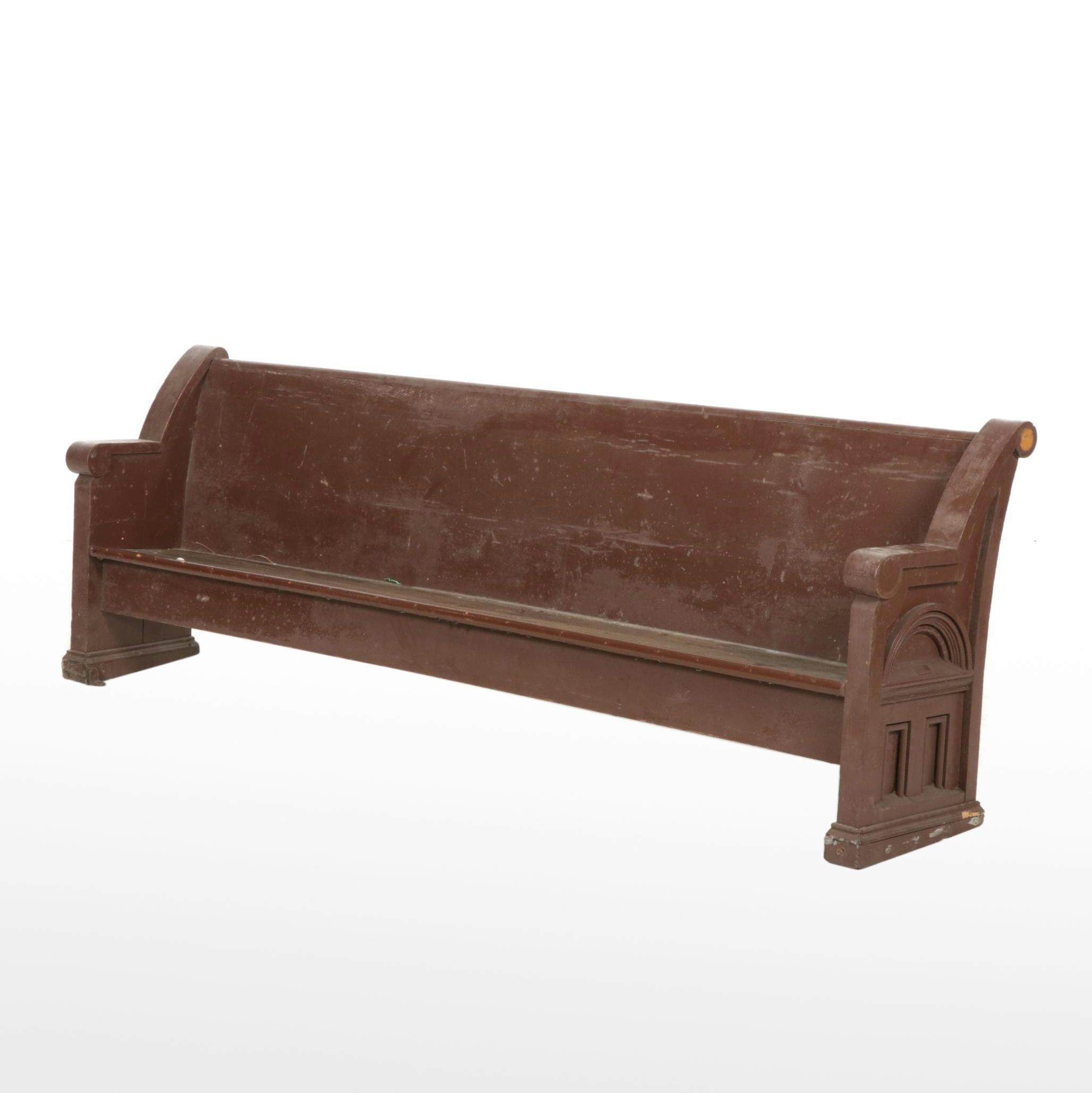 Painted Wood Church Pew, Mid to Late 20th Century