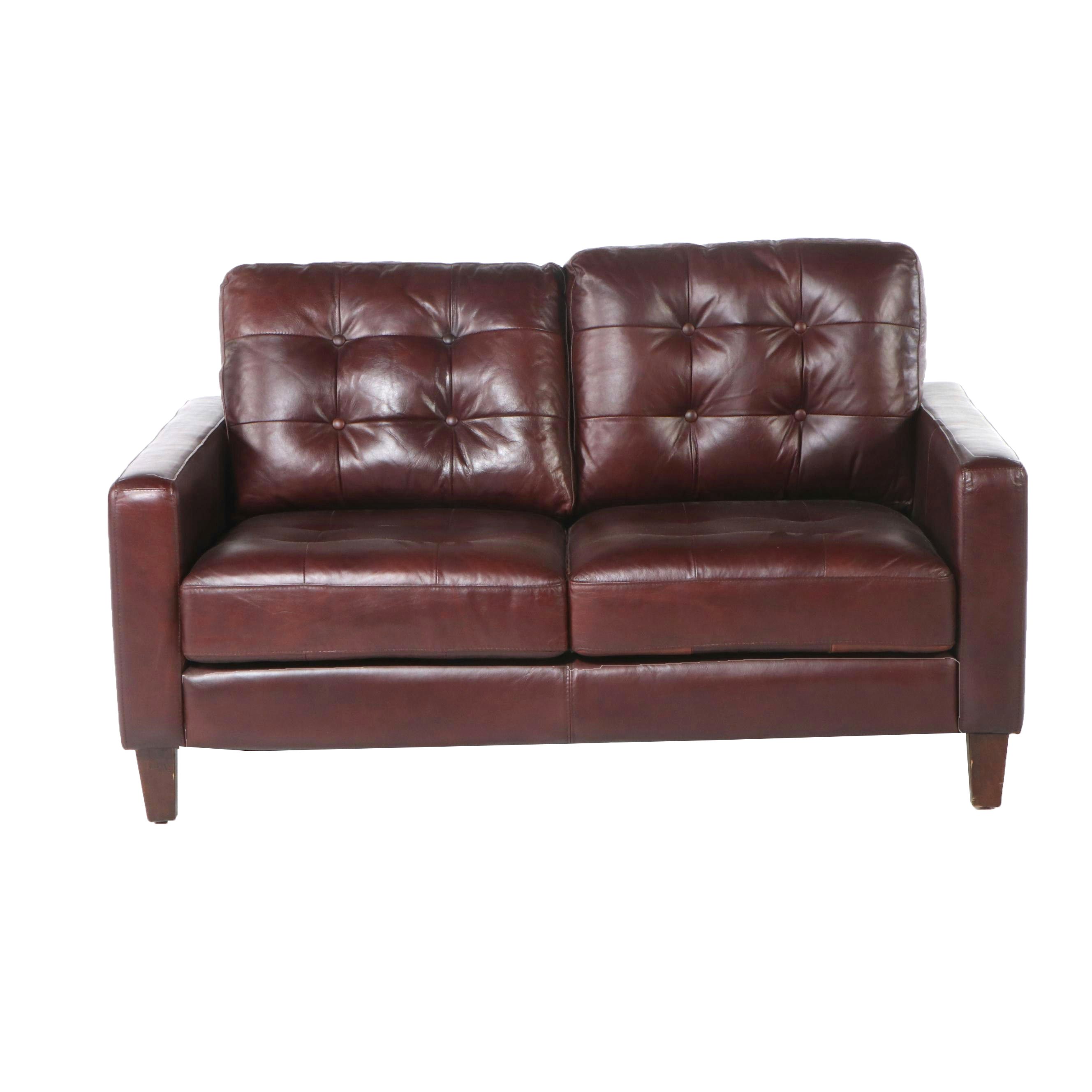 Sunton Enterprises Brown Ay Lazzaro Leather Tufted Loveseat