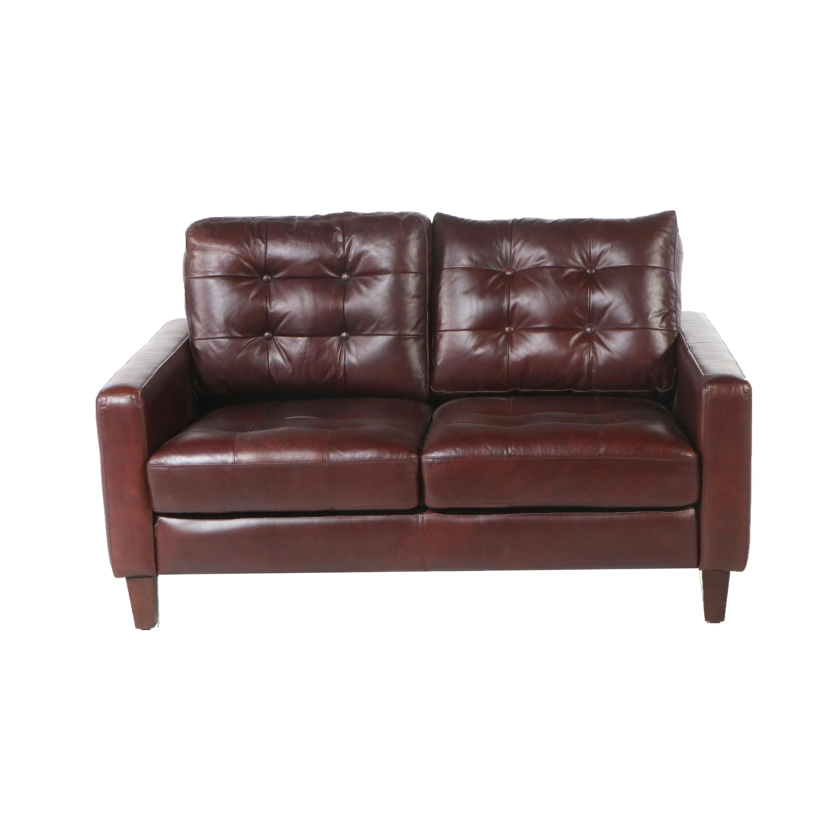 Sunton Enterprises Brown Ay Lazzaro Leather Tufted Loveseat