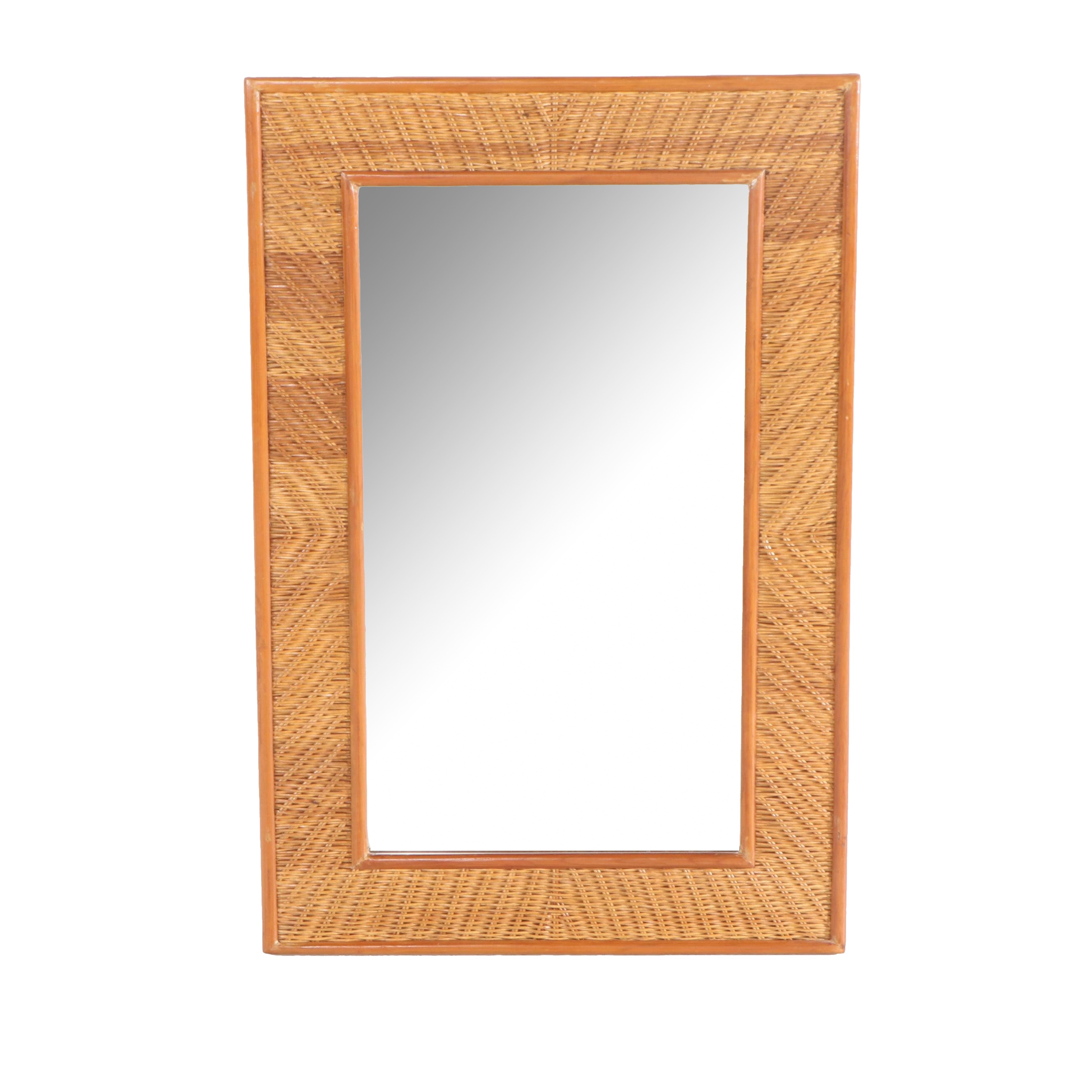 Wall Mirror with Woven Wicker Frame