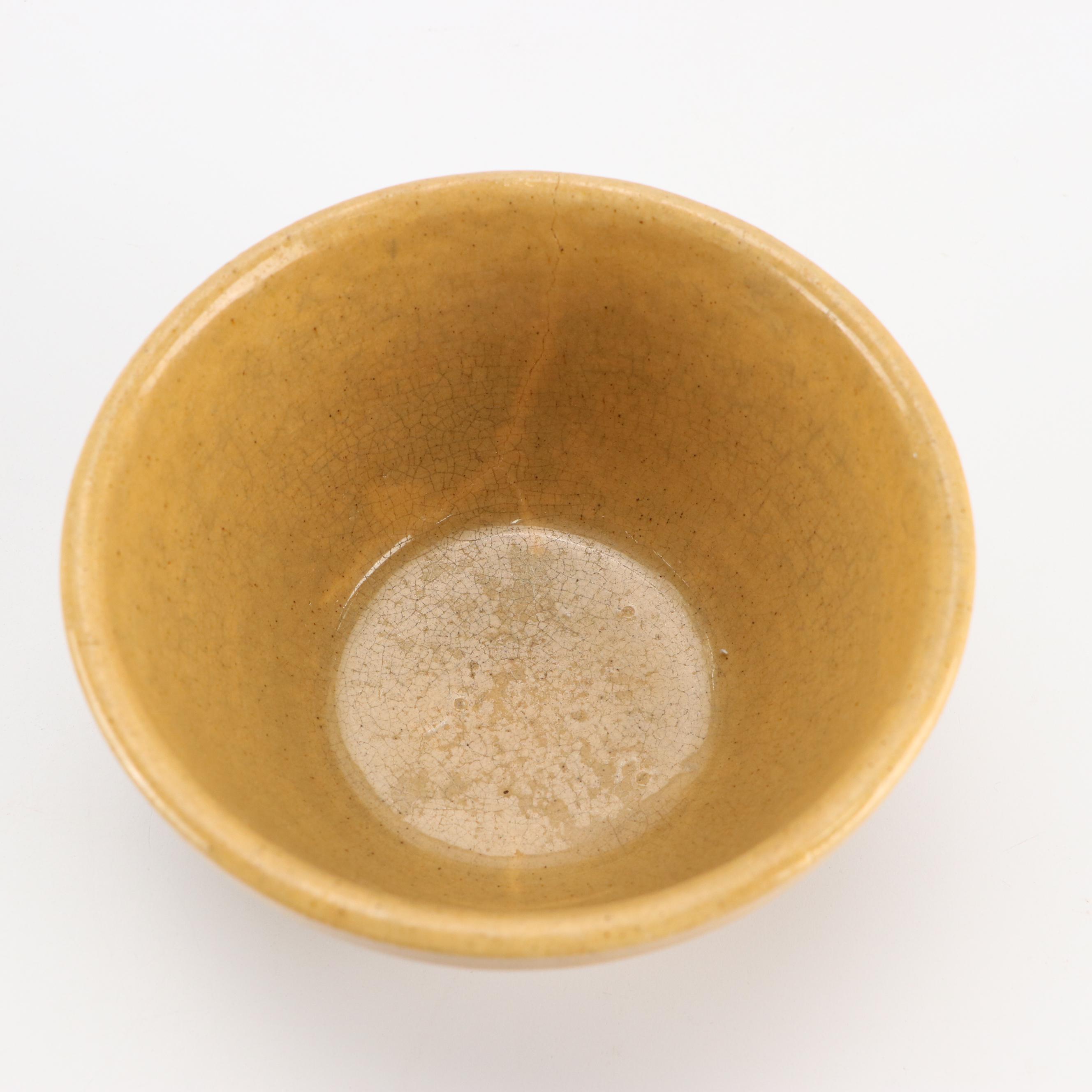 American Yellowware Blue and Brown Banded Mixing Bowls, 20th Century