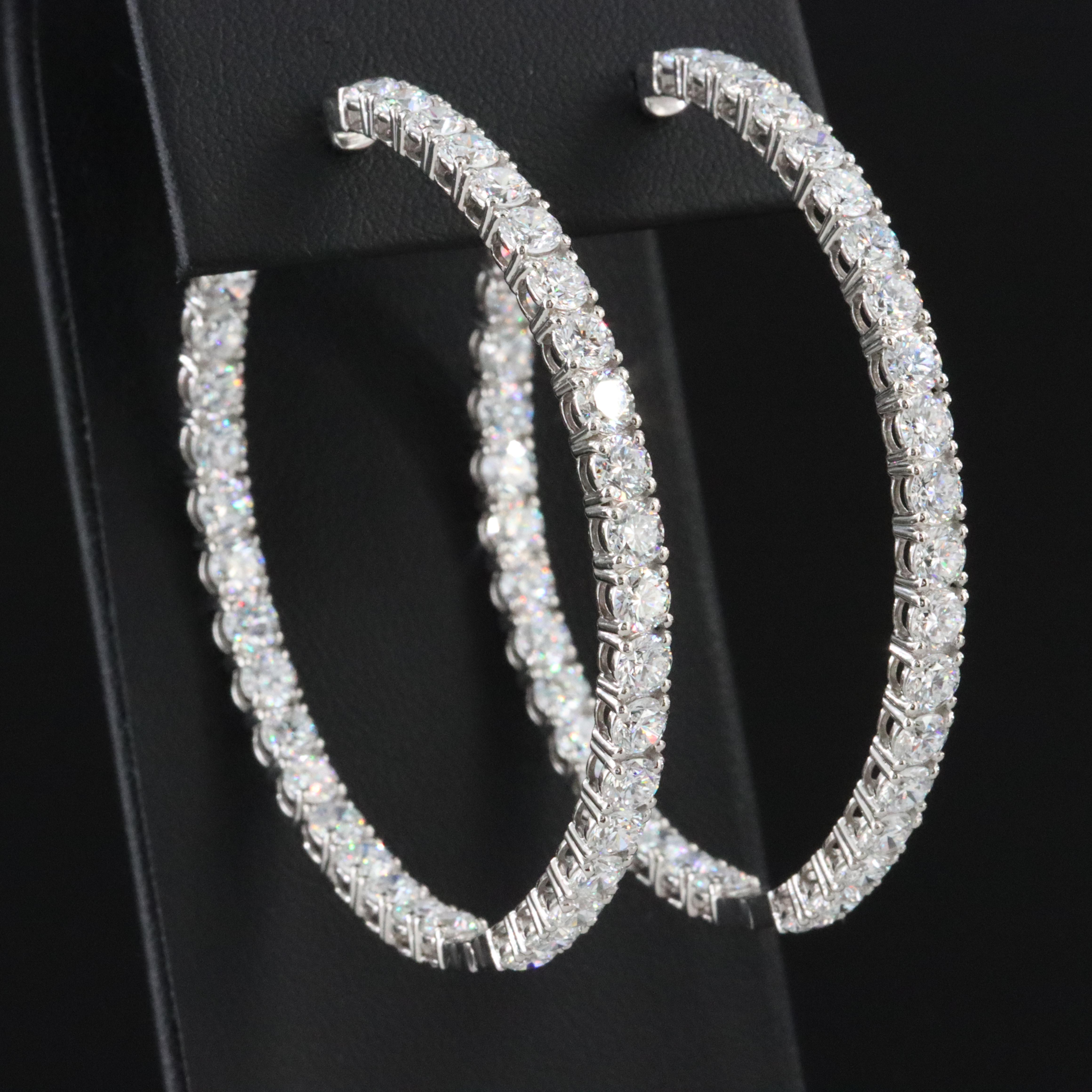 Platinum 12.75 CTW Lab Grown Diamond Inside Out Hoop Earrings