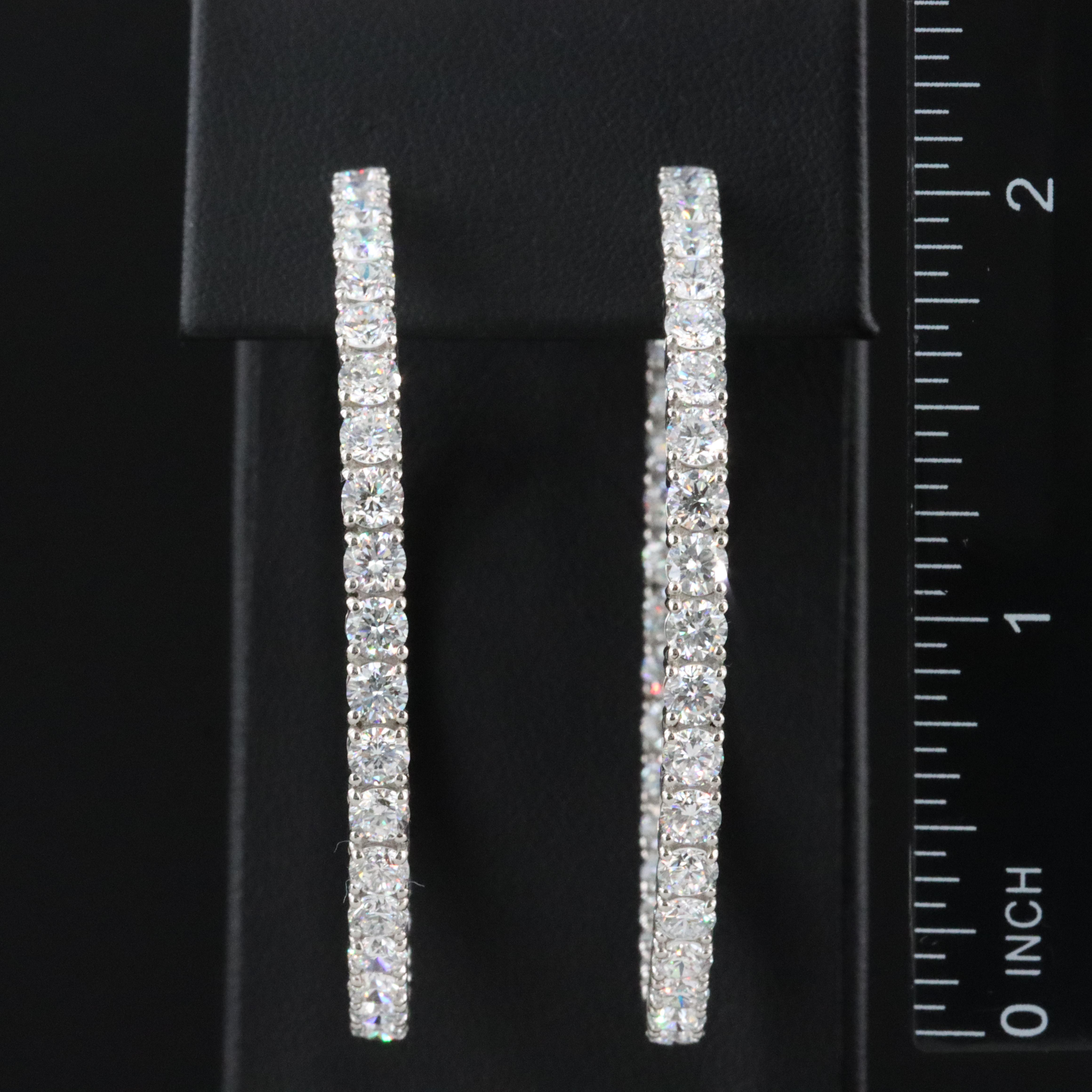 Platinum 12.75 CTW Lab Grown Diamond Inside Out Hoop Earrings