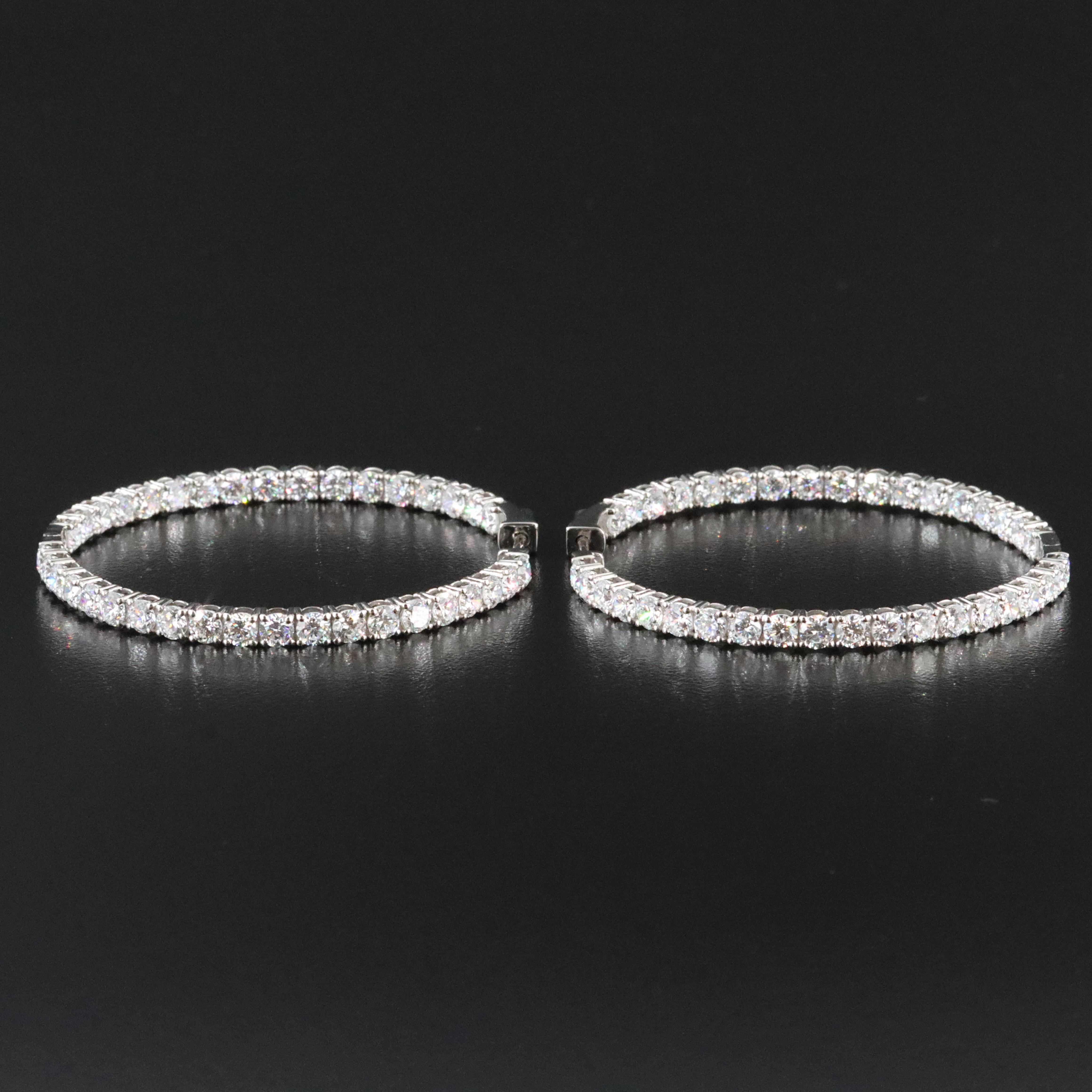 Platinum 12.75 CTW Lab Grown Diamond Inside Out Hoop Earrings