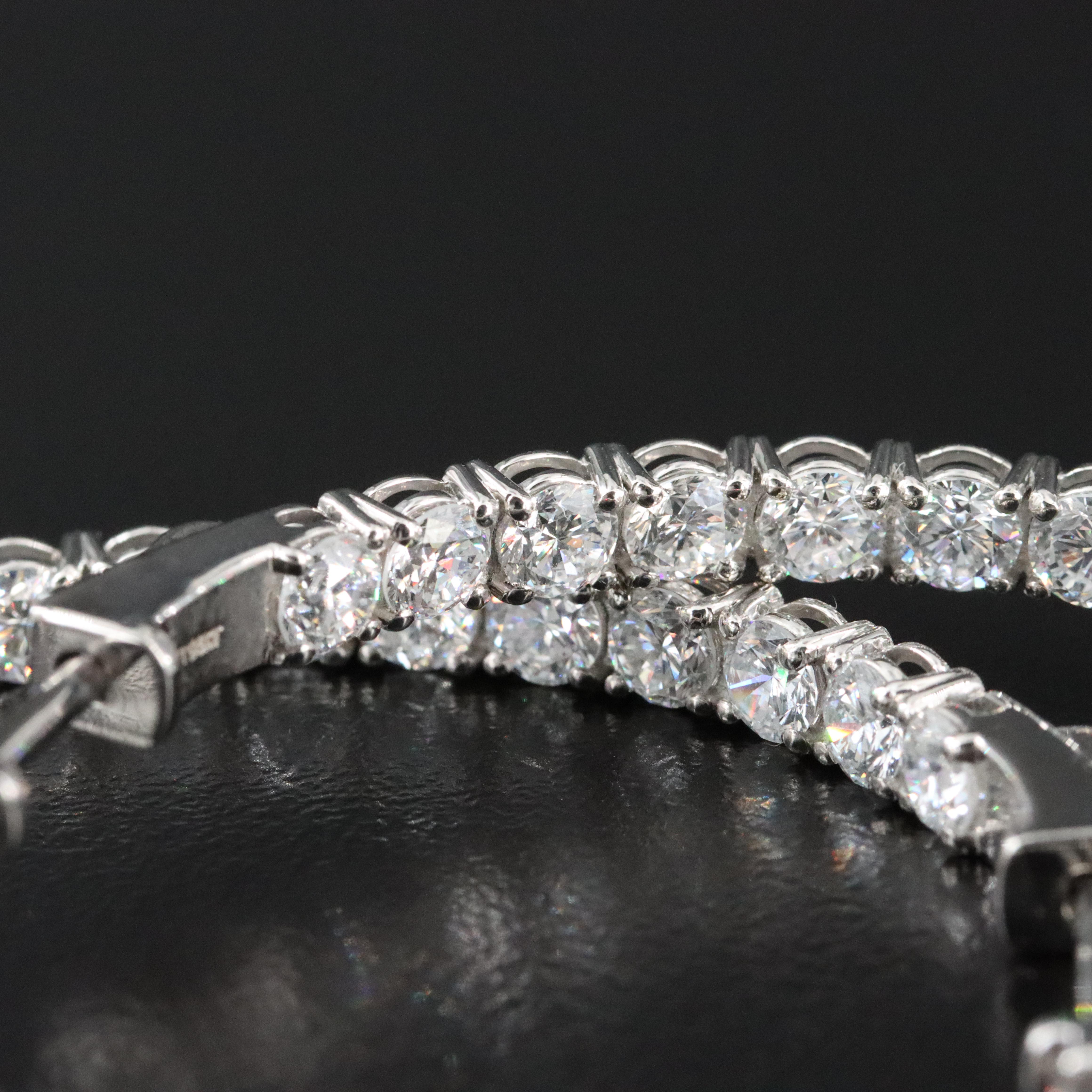 Platinum 12.75 CTW Lab Grown Diamond Inside Out Hoop Earrings