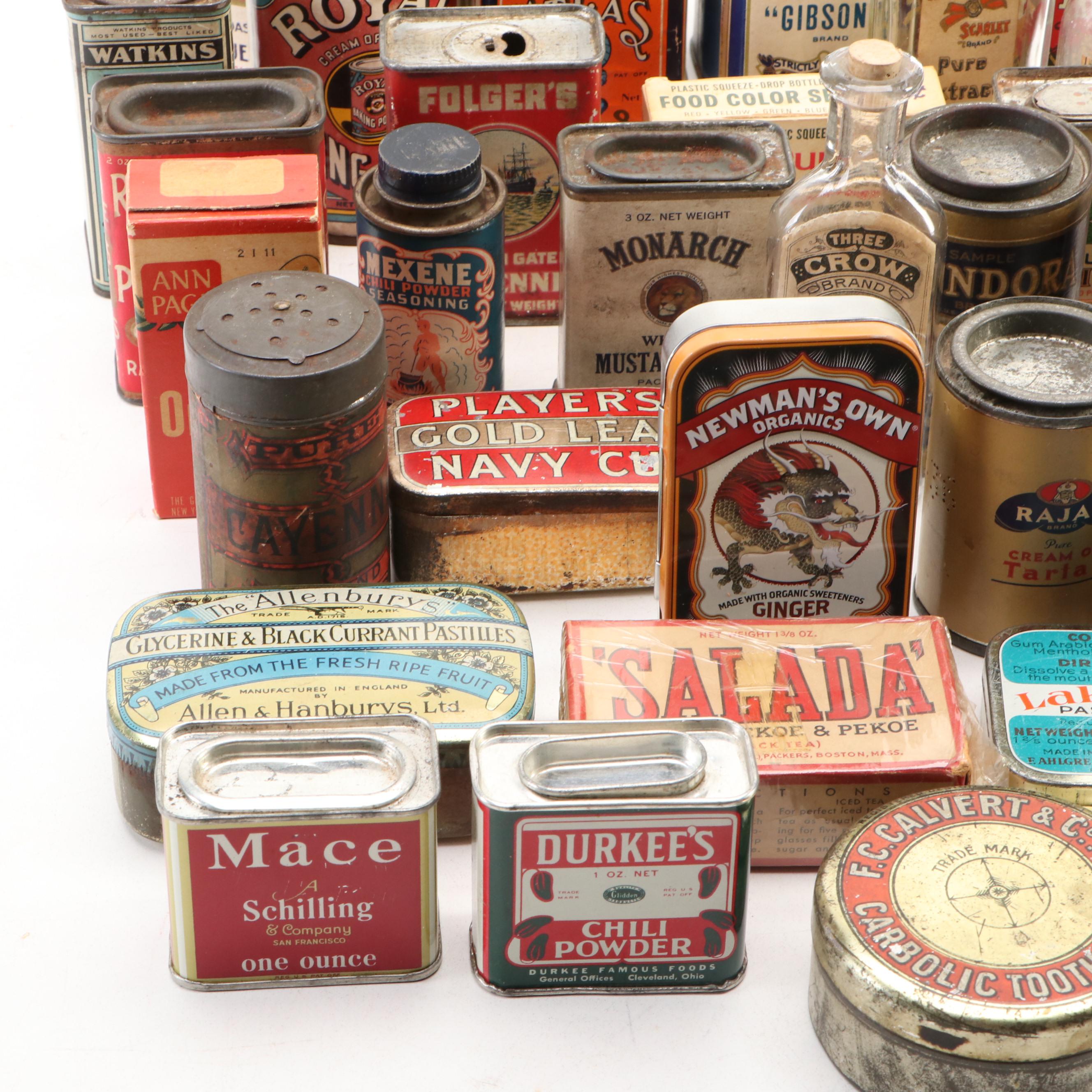 Royal Baking Powder, Clover Farm, Three Crow with More Tins and Bottles