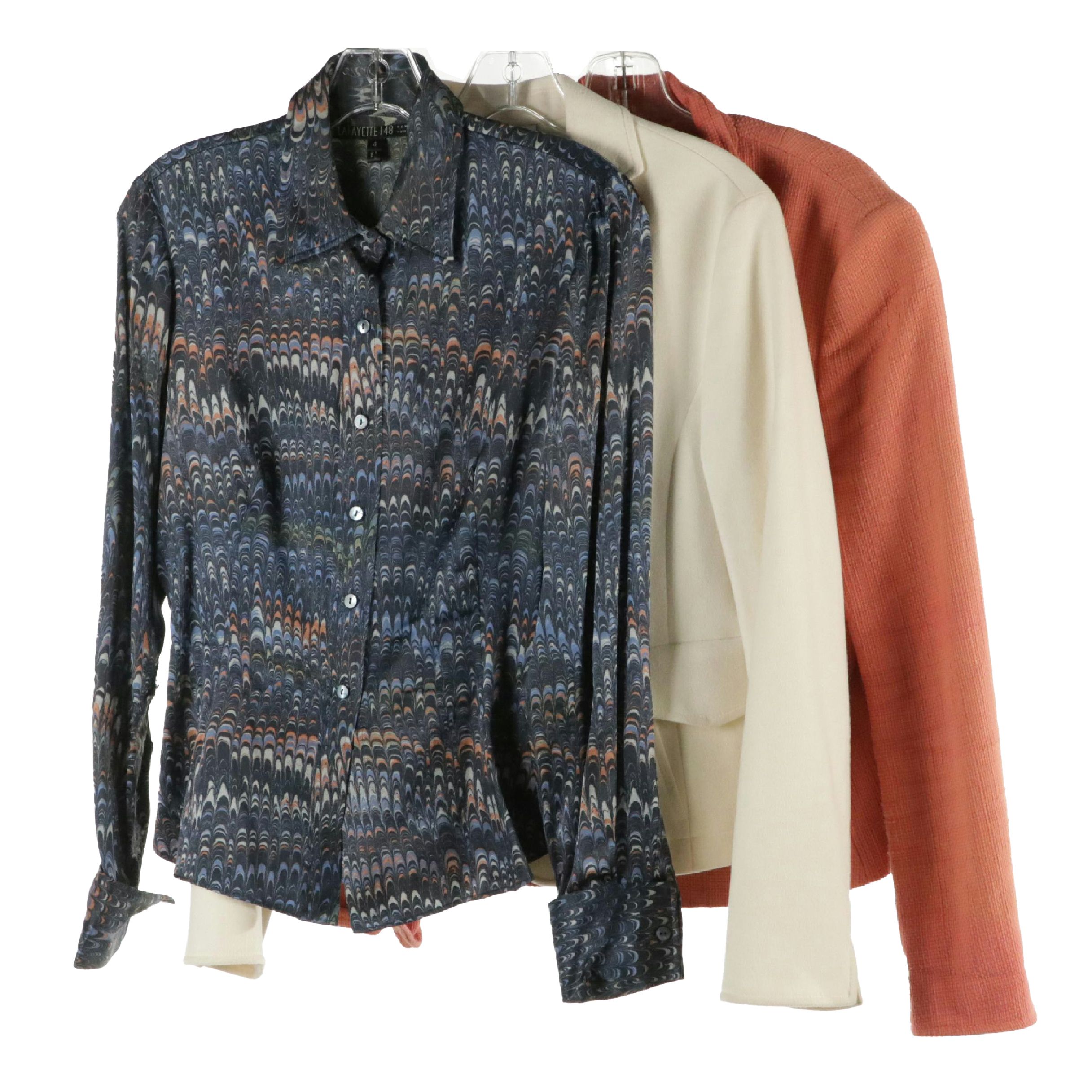 Akris punto Wool/Angora and Cotton Jackets with Lafayette 148 Silk Blouse