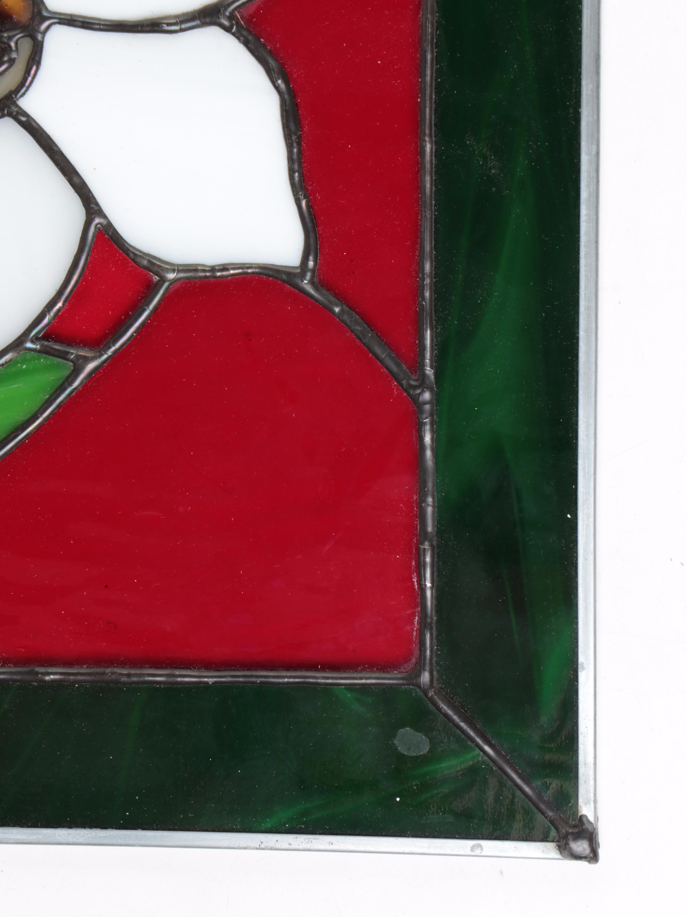 Stained and Slag Glass Floral Panel