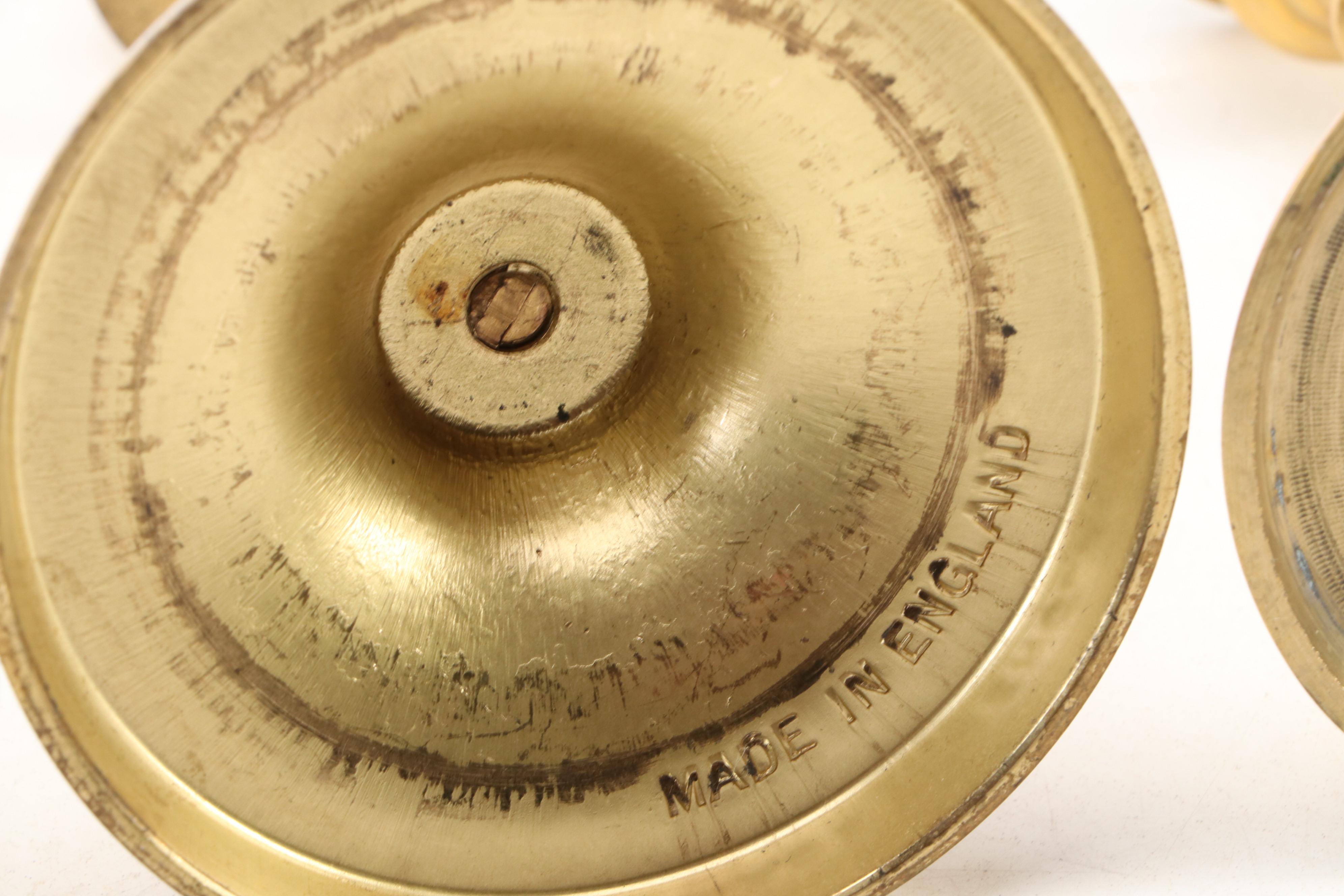 English Brass Candlesticks and Chamberstick