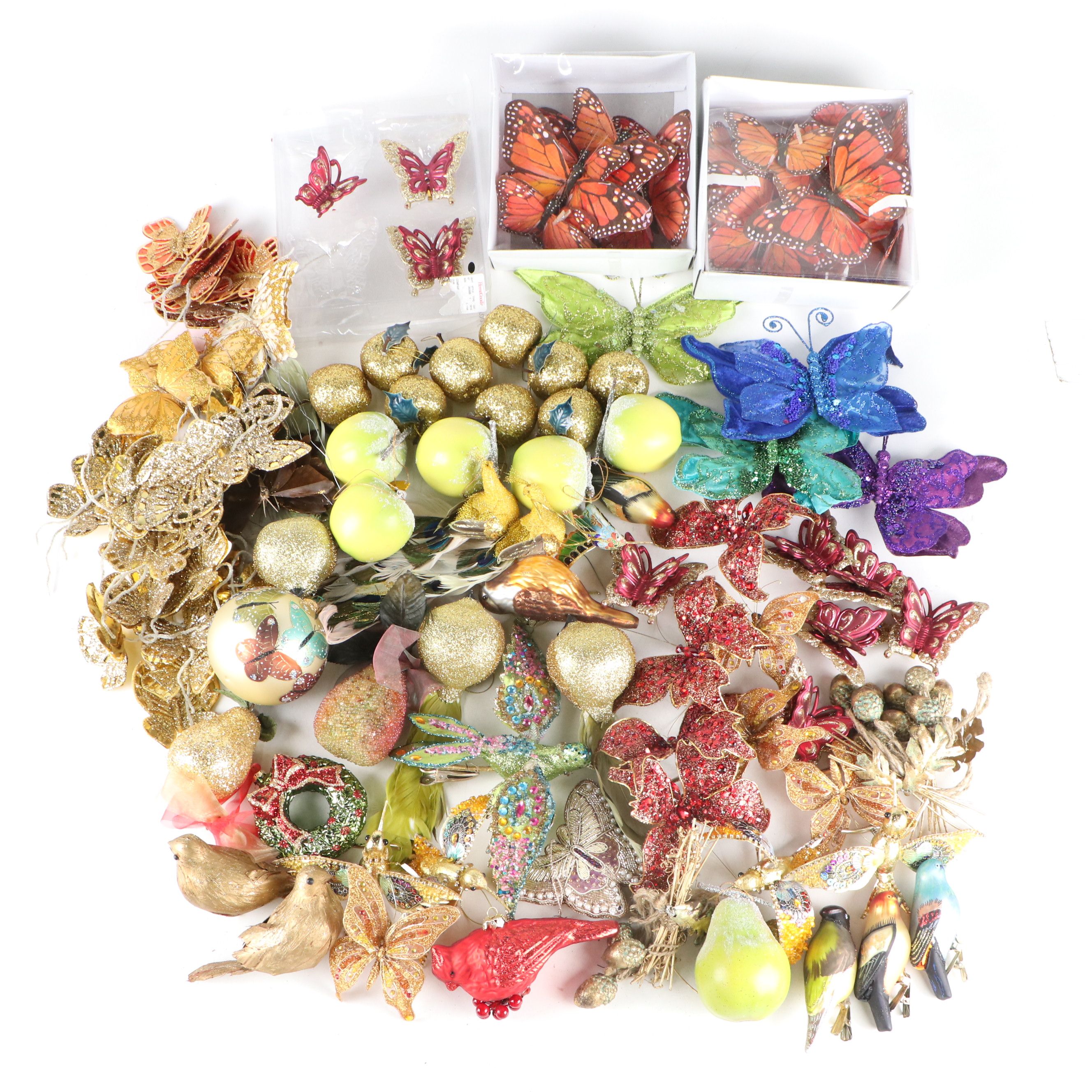 Beaded Bird, Butterfly, Fruit, and More Christmas Tree Ornaments