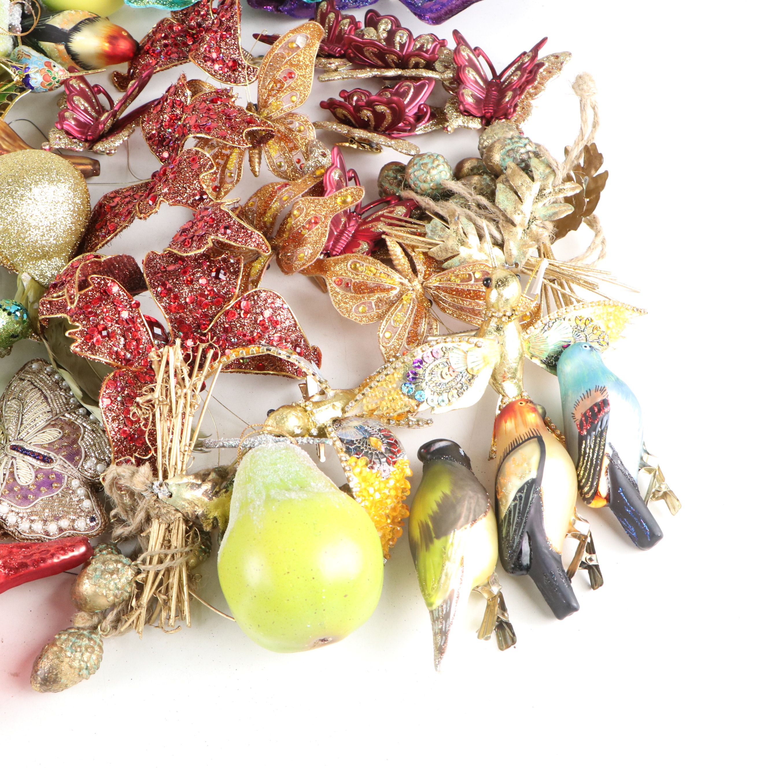 Beaded Bird, Butterfly, Fruit, and More Christmas Tree Ornaments