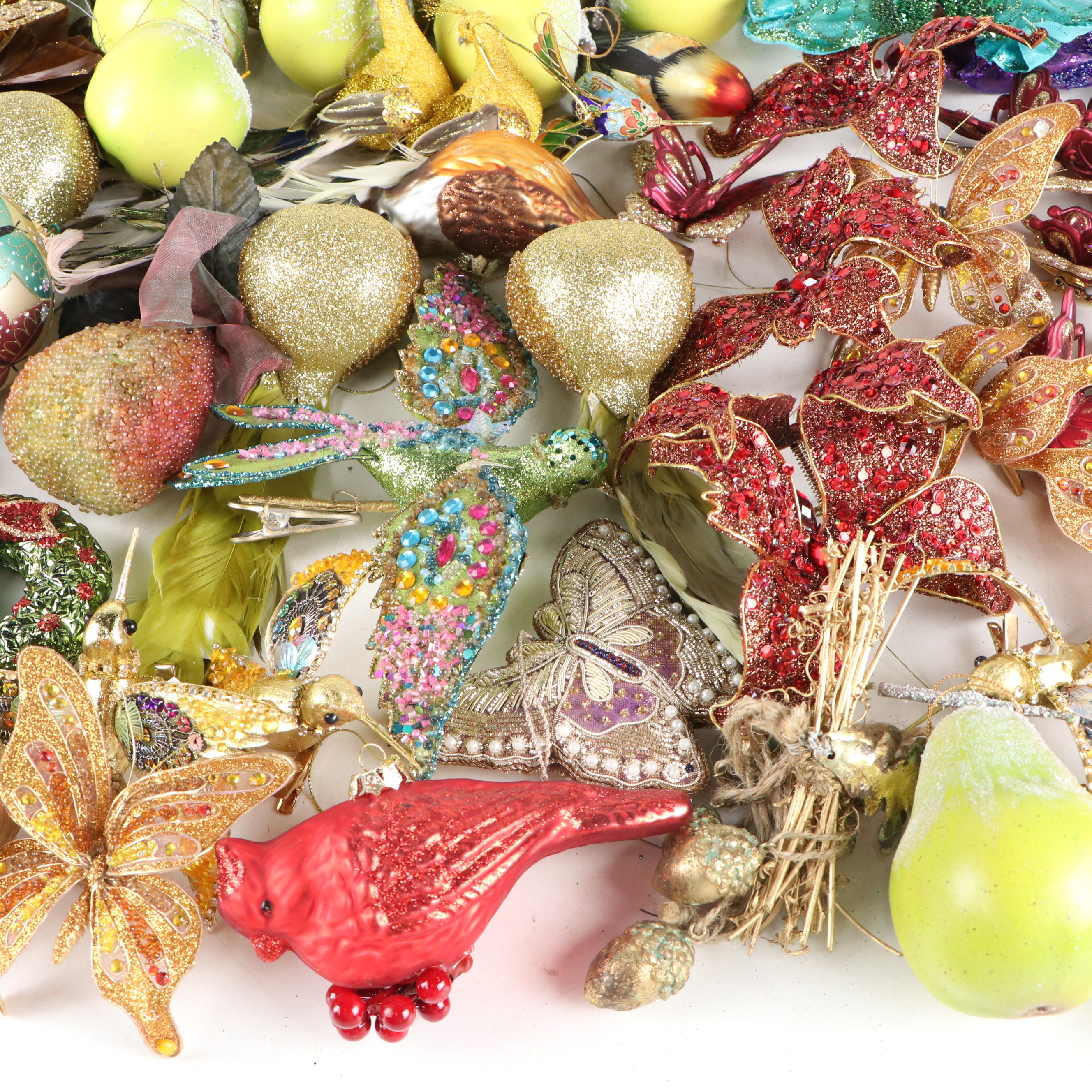 Beaded Bird, Butterfly, Fruit, and More Christmas Tree Ornaments