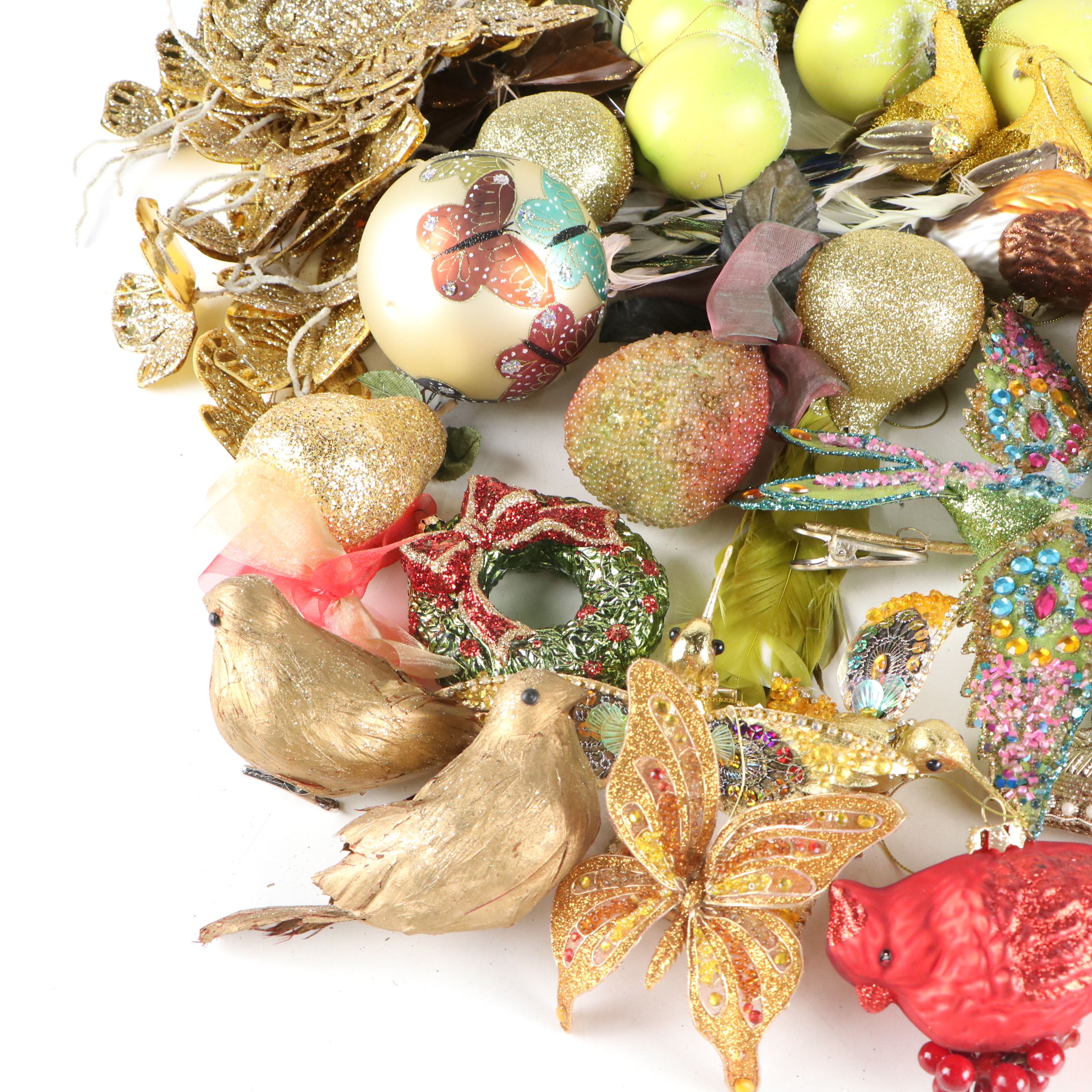 Beaded Bird, Butterfly, Fruit, and More Christmas Tree Ornaments