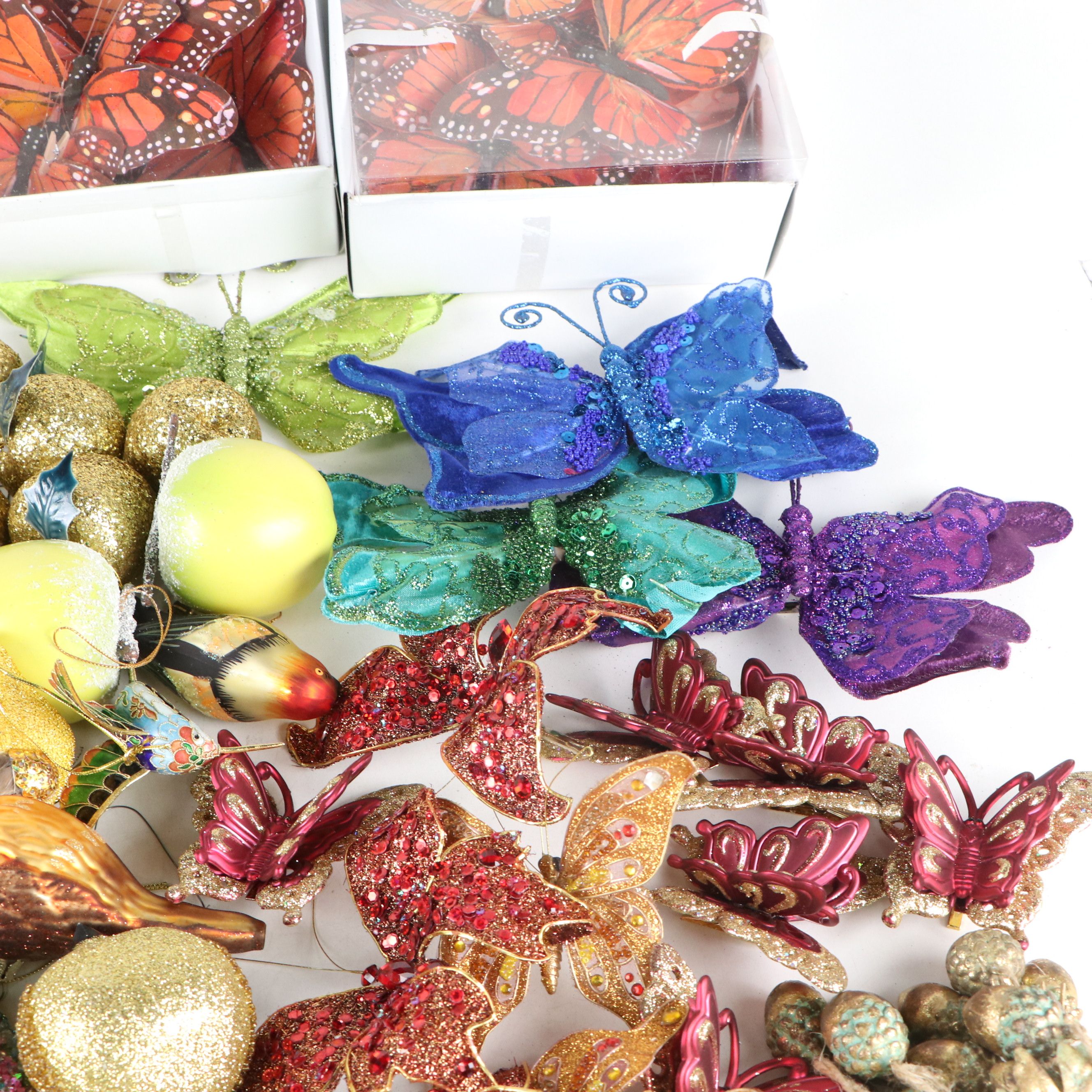 Beaded Bird, Butterfly, Fruit, and More Christmas Tree Ornaments