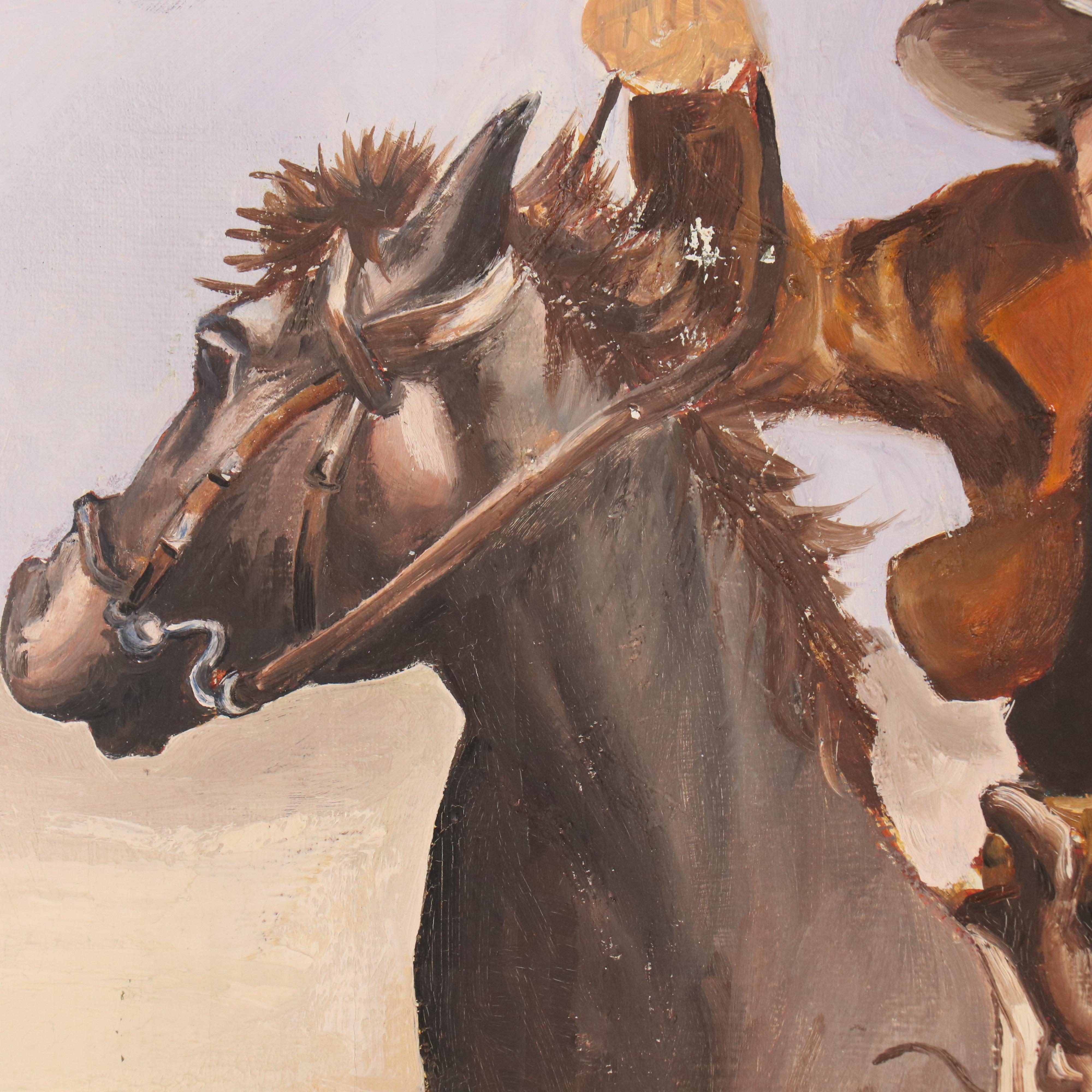 James L. Bruch Western Genre Oil Painting of Two Cowboys