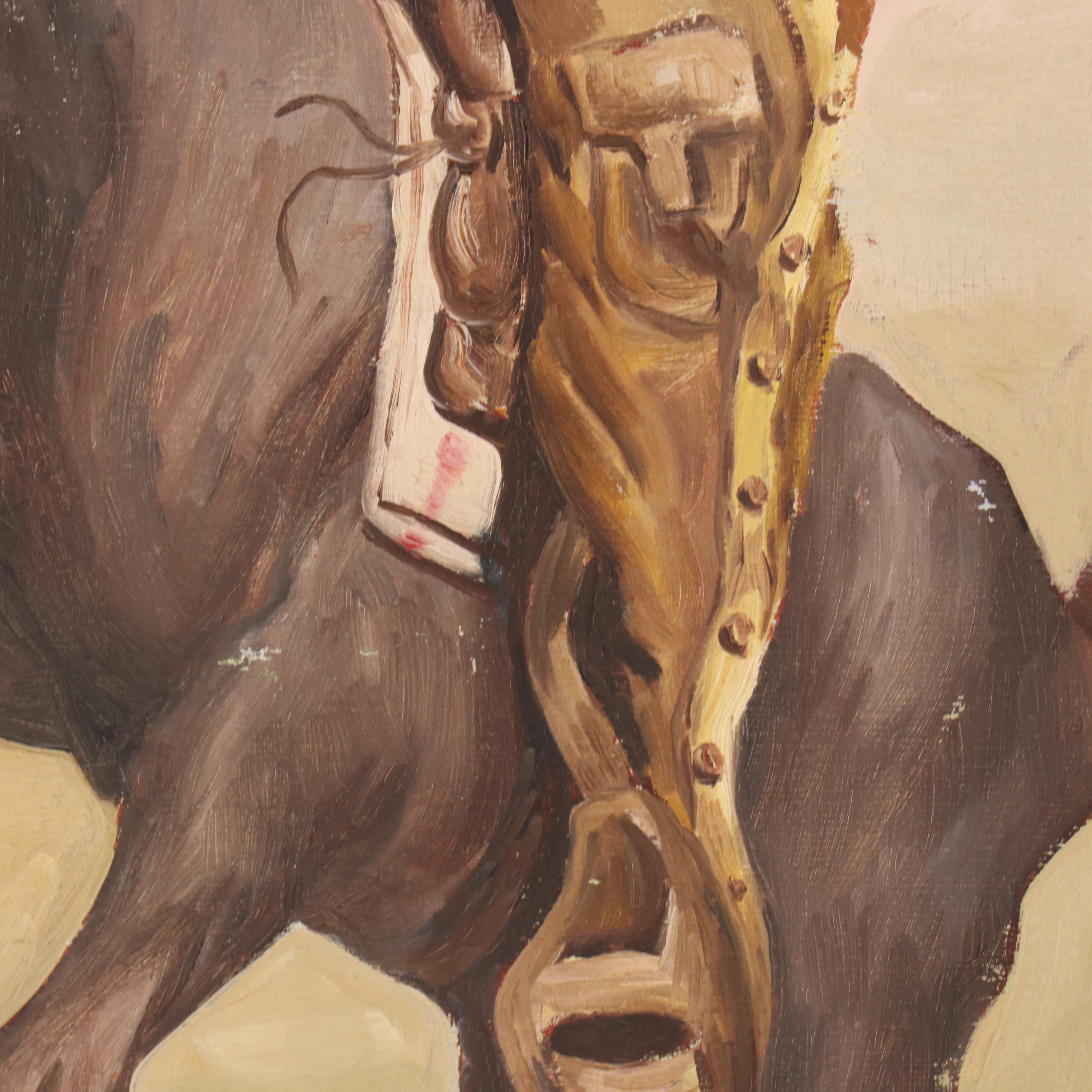 James L. Bruch Western Genre Oil Painting of Two Cowboys