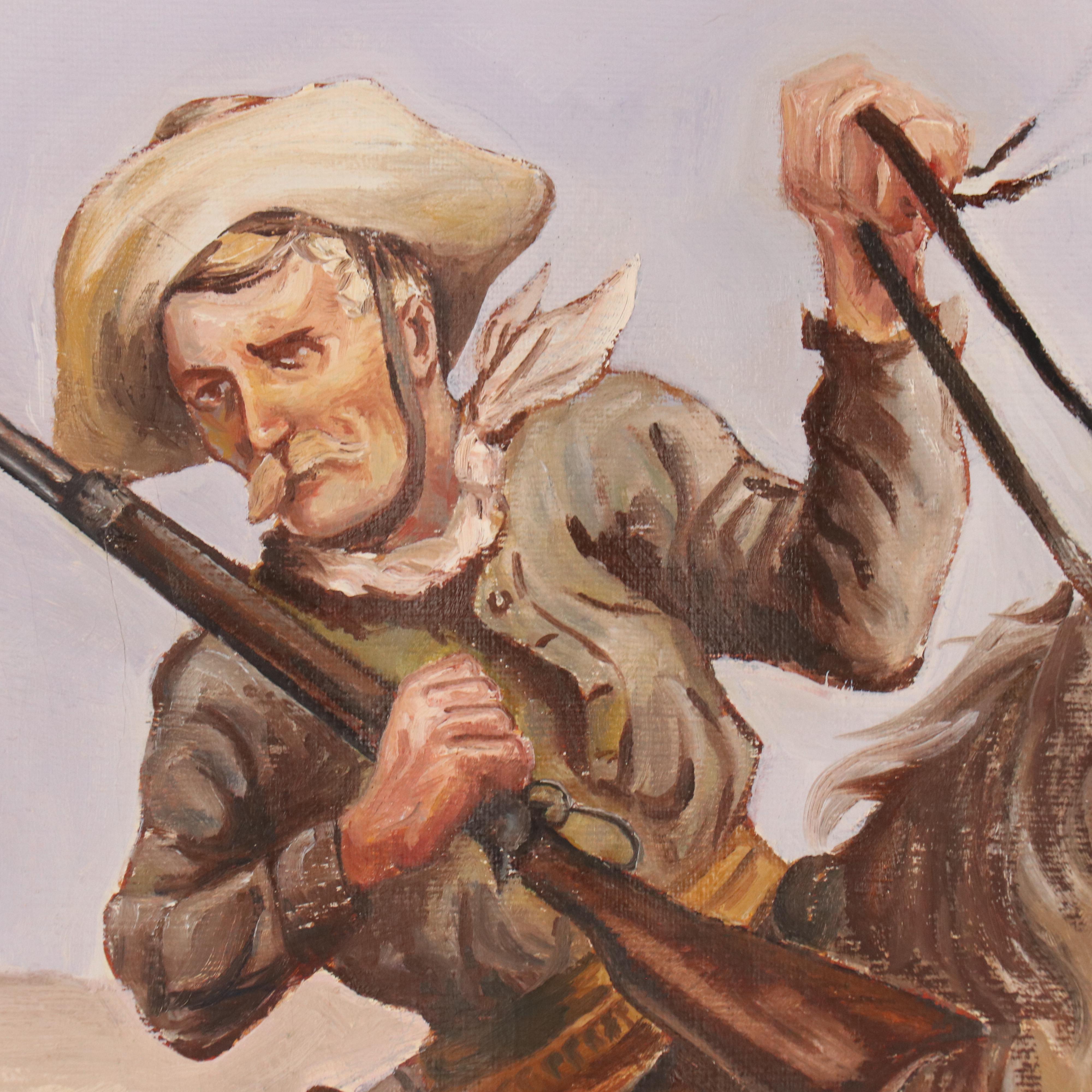 James L. Bruch Western Genre Oil Painting of Two Cowboys