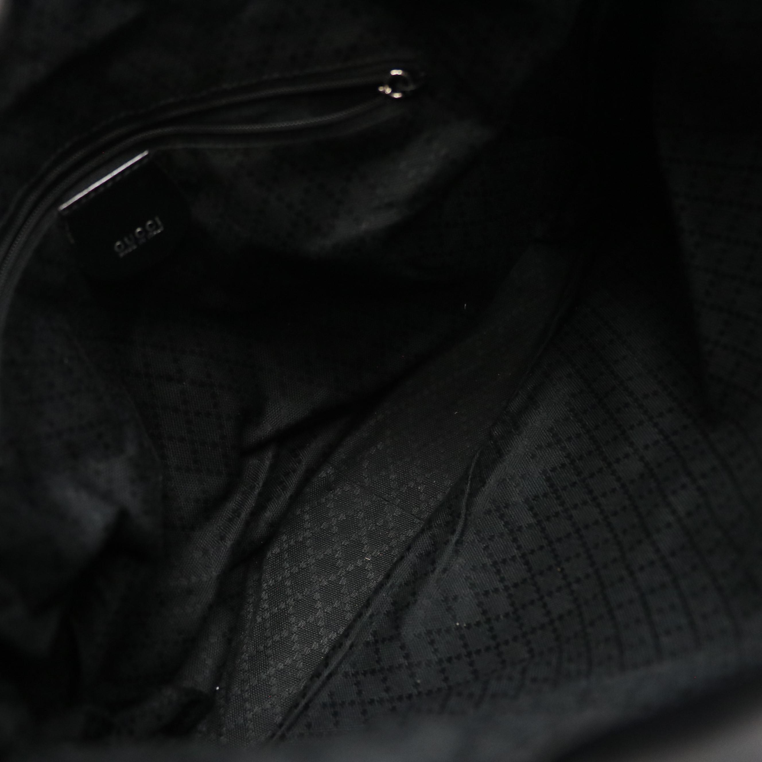 Gucci Bamboo Two-Way Hobo Bag in Black Nylon and Leather