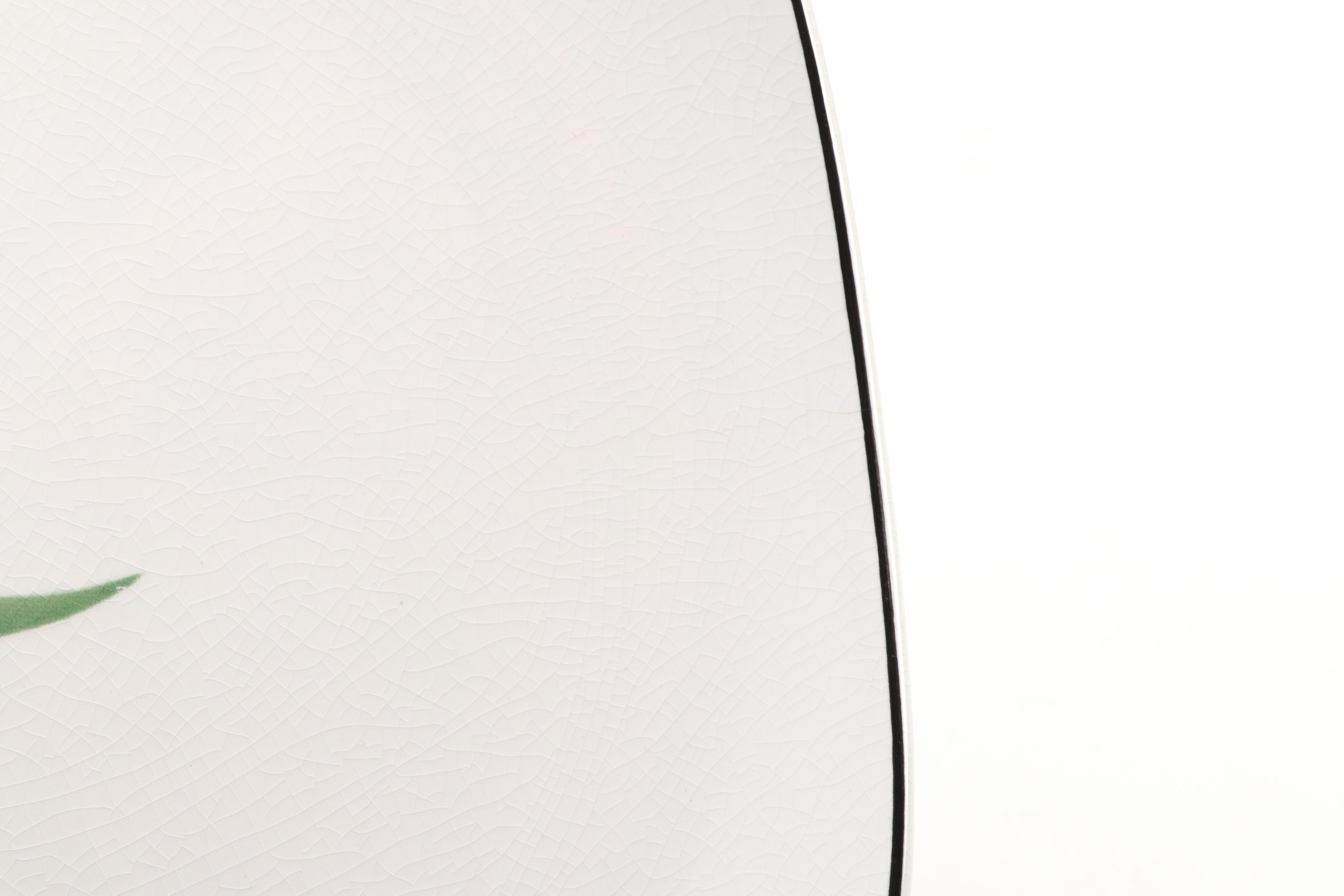 Sango "Black Lilies" Ceramic Square Plates, 1984–1994