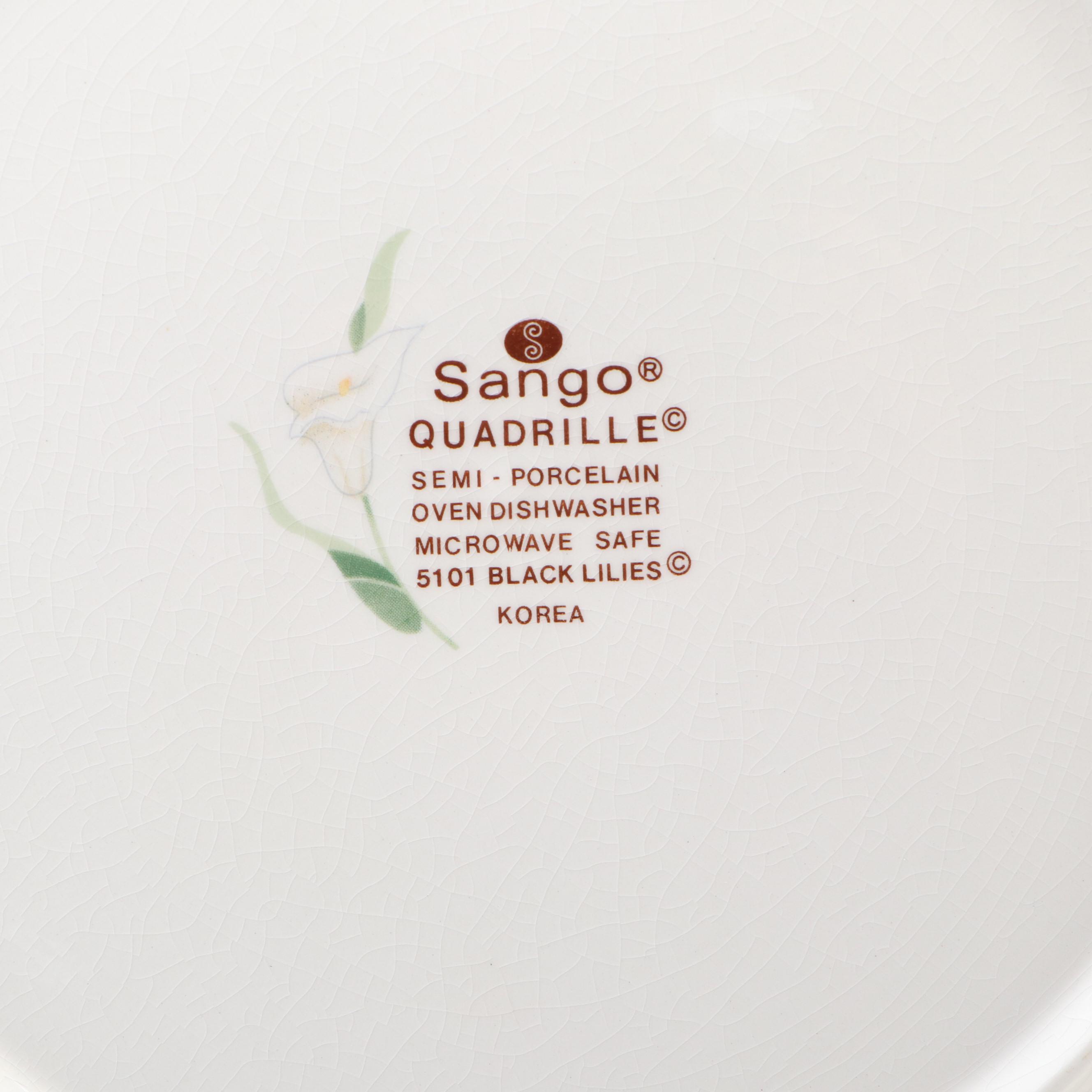 Sango "Black Lilies" Ceramic Square Plates, 1984–1994