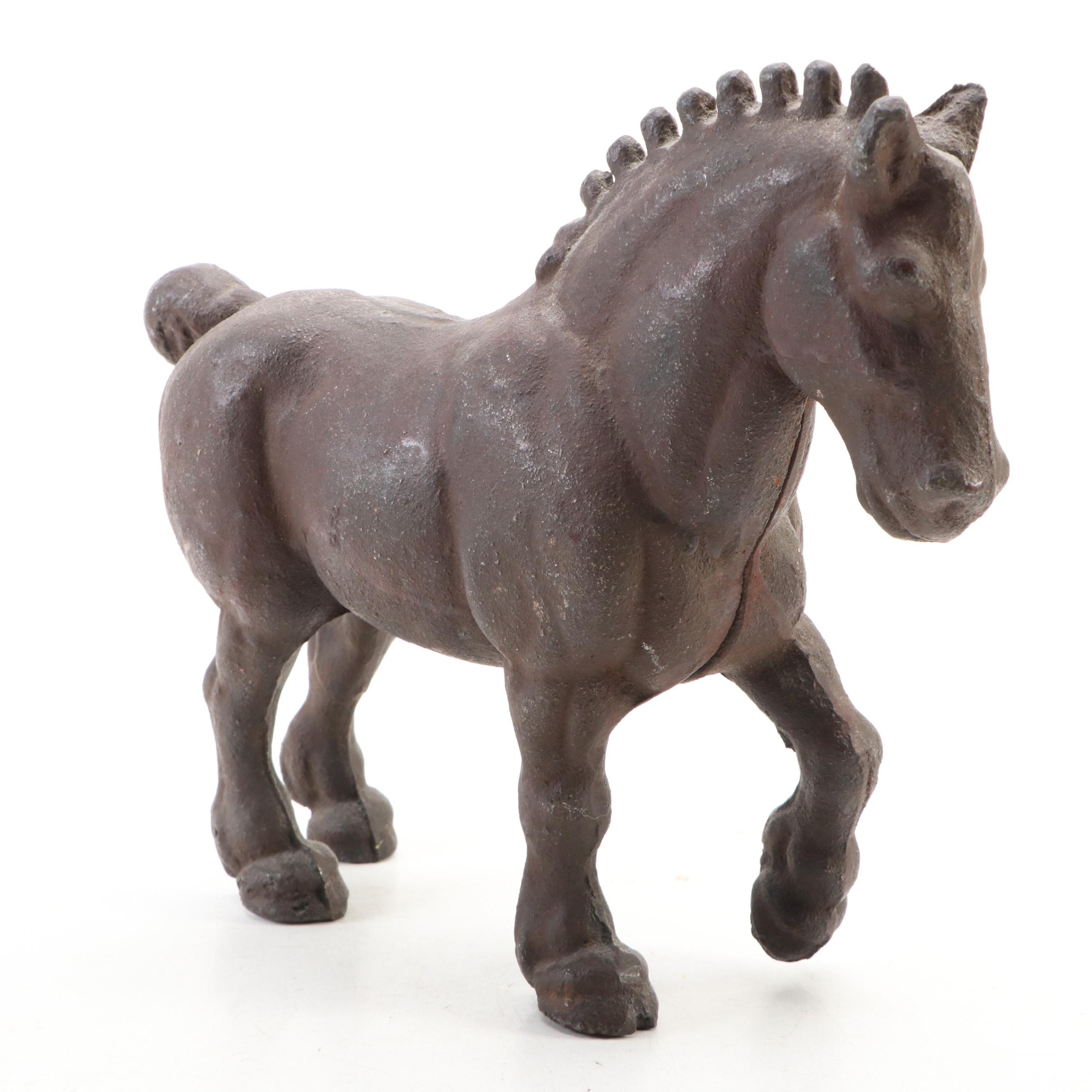 Cast Iron Draft Horse Doorstop, Early to Mid-20th Century