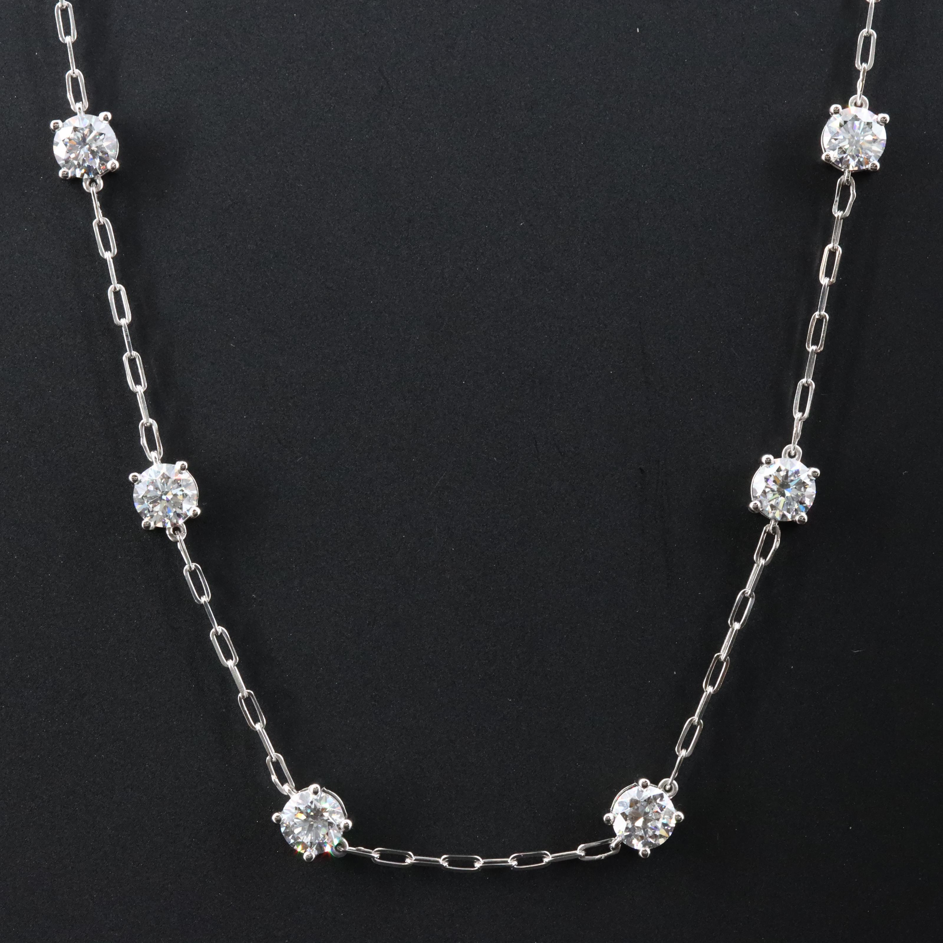 Platinum 8.89 CTW Lab Grown Diamond Station Necklace
