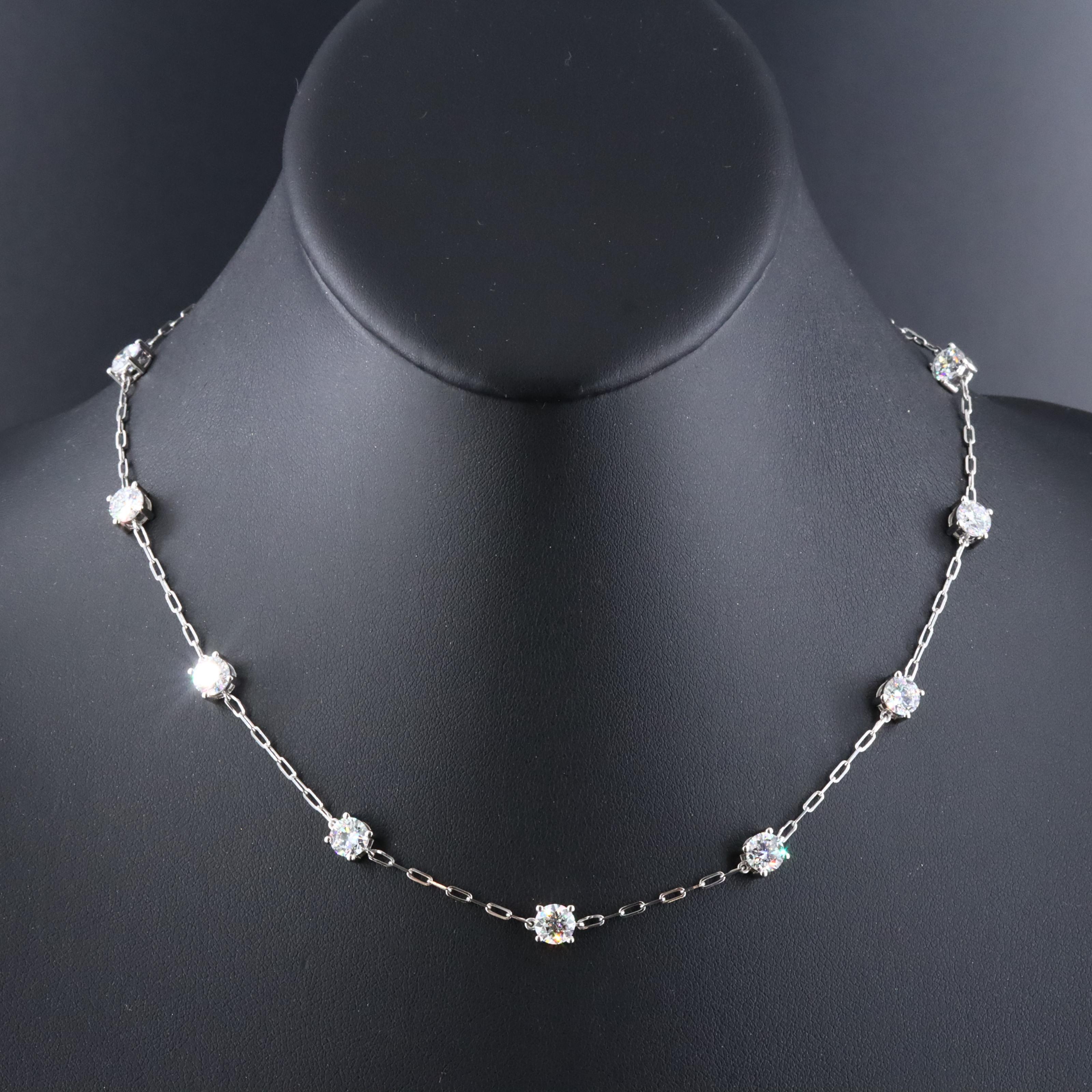 Platinum 8.89 CTW Lab Grown Diamond Station Necklace