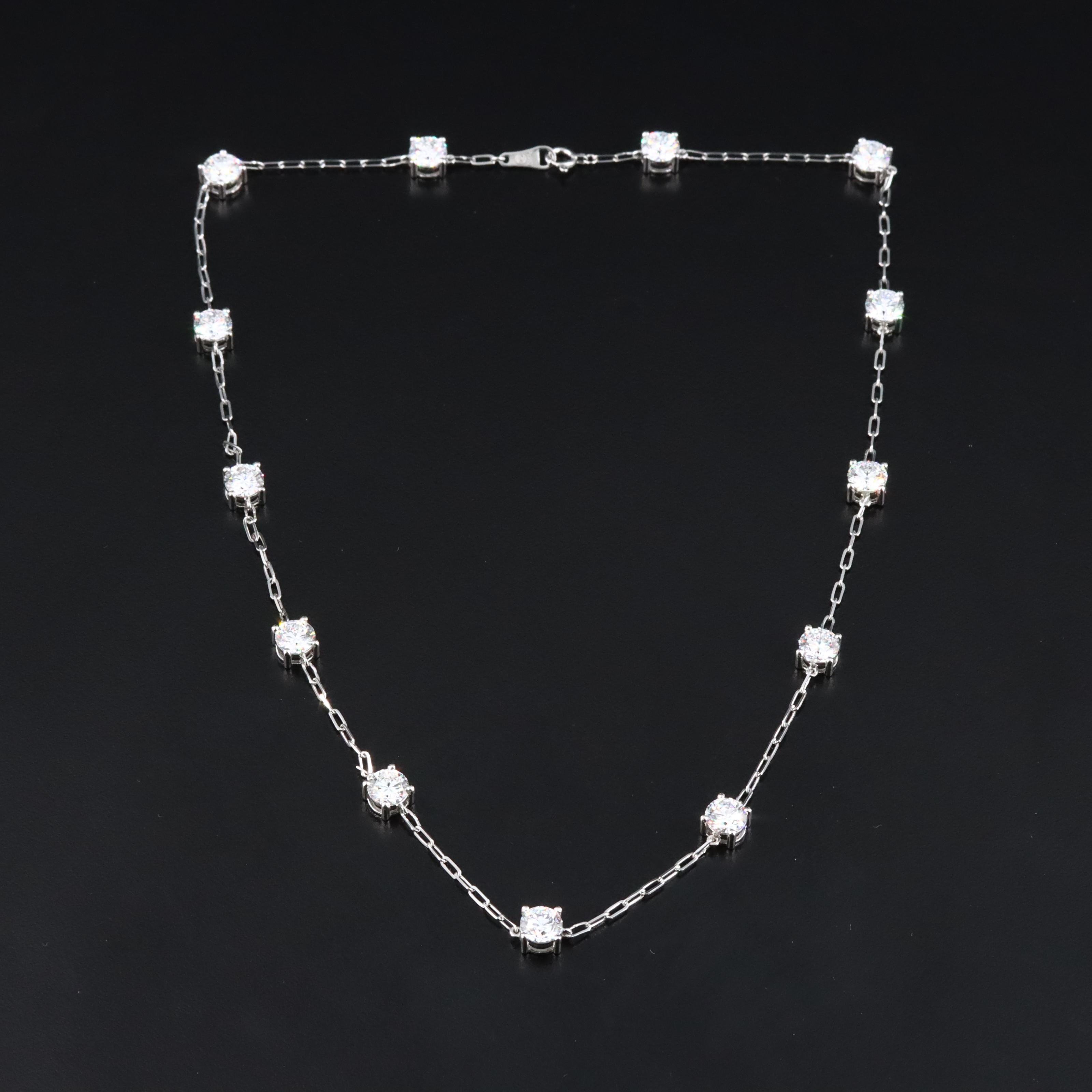 Platinum 8.89 CTW Lab Grown Diamond Station Necklace
