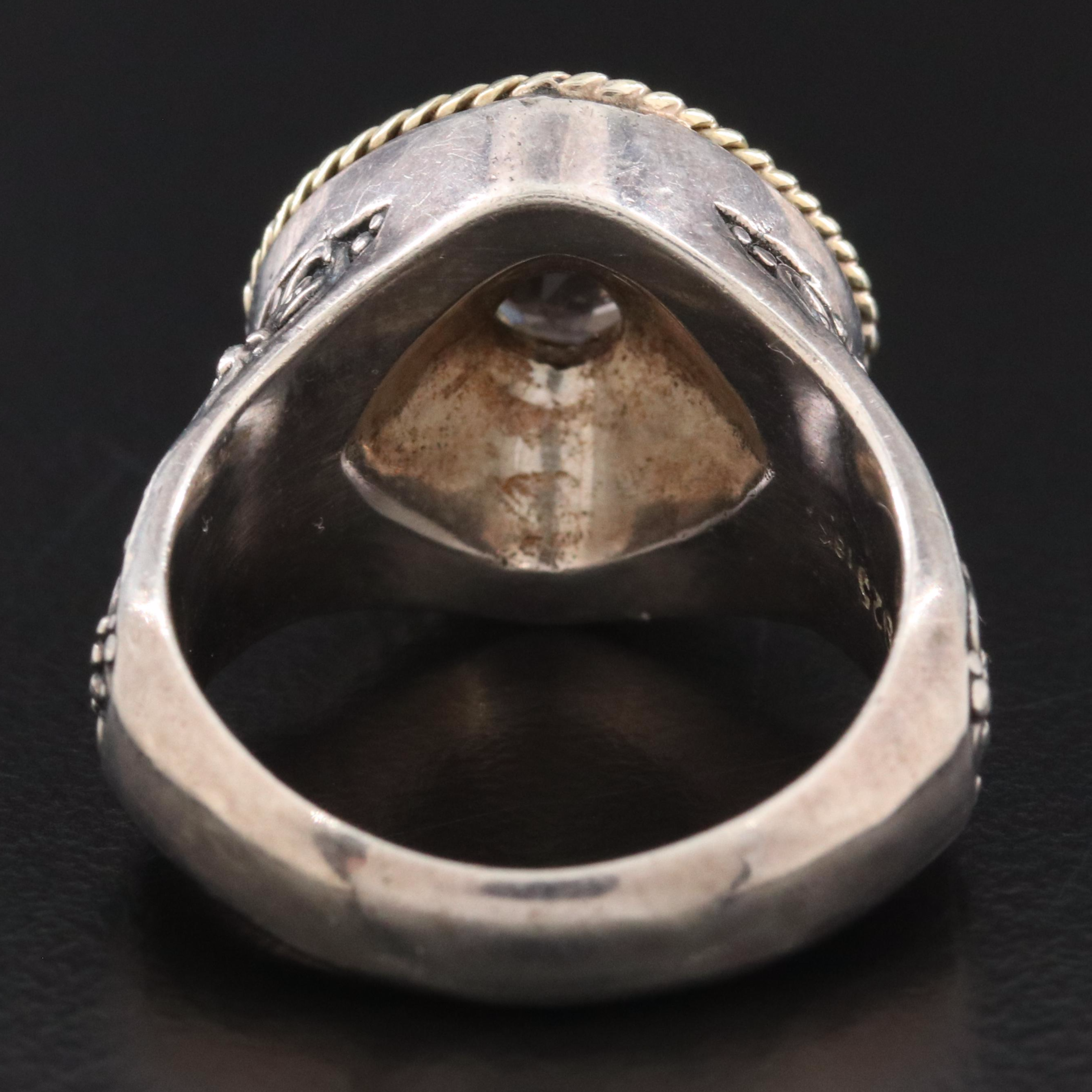 Sterling Smoky Quartz Ring with 18K Accents
