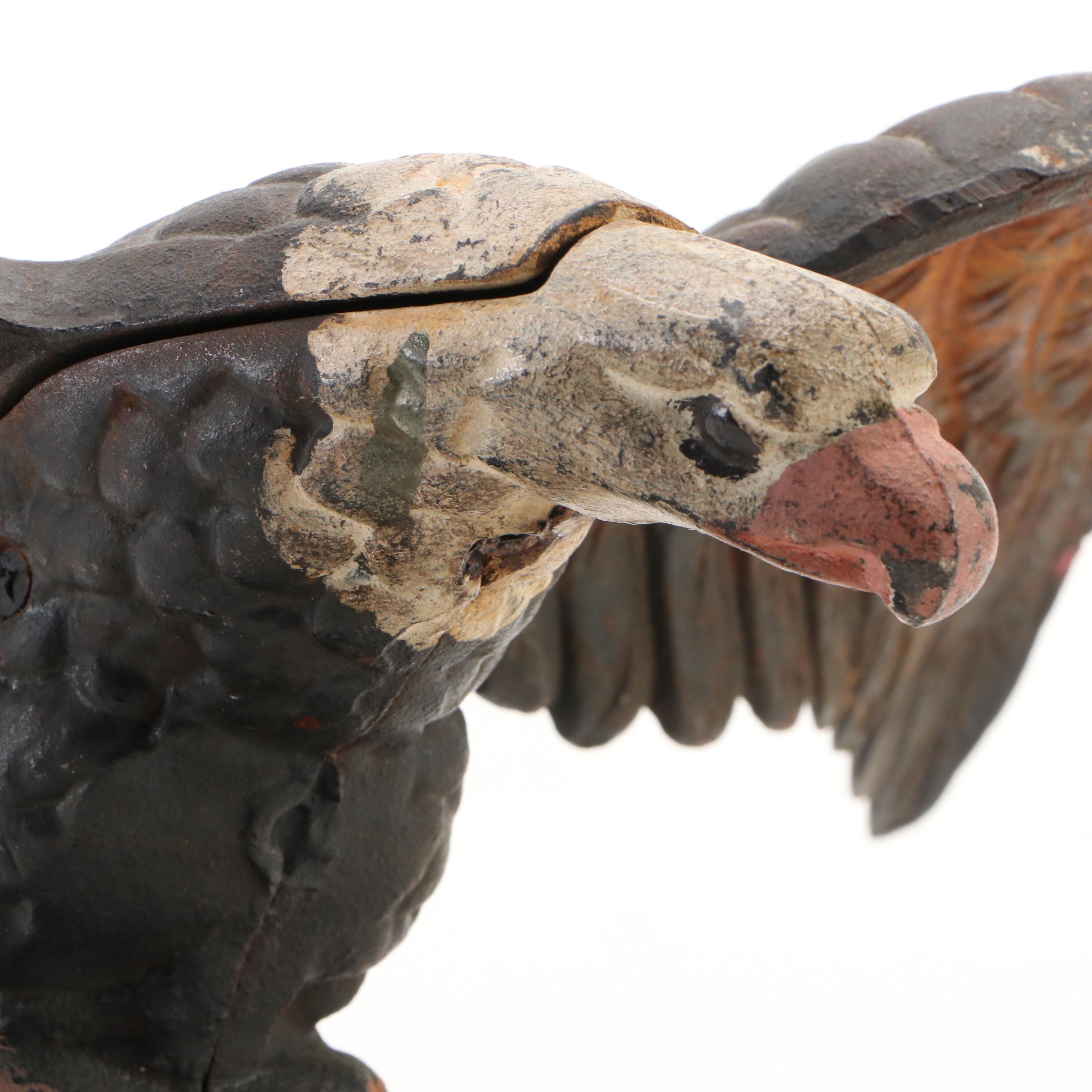 Painted Cast Iron Bald Eagle Architectural Element, Early to Mid-20th Century