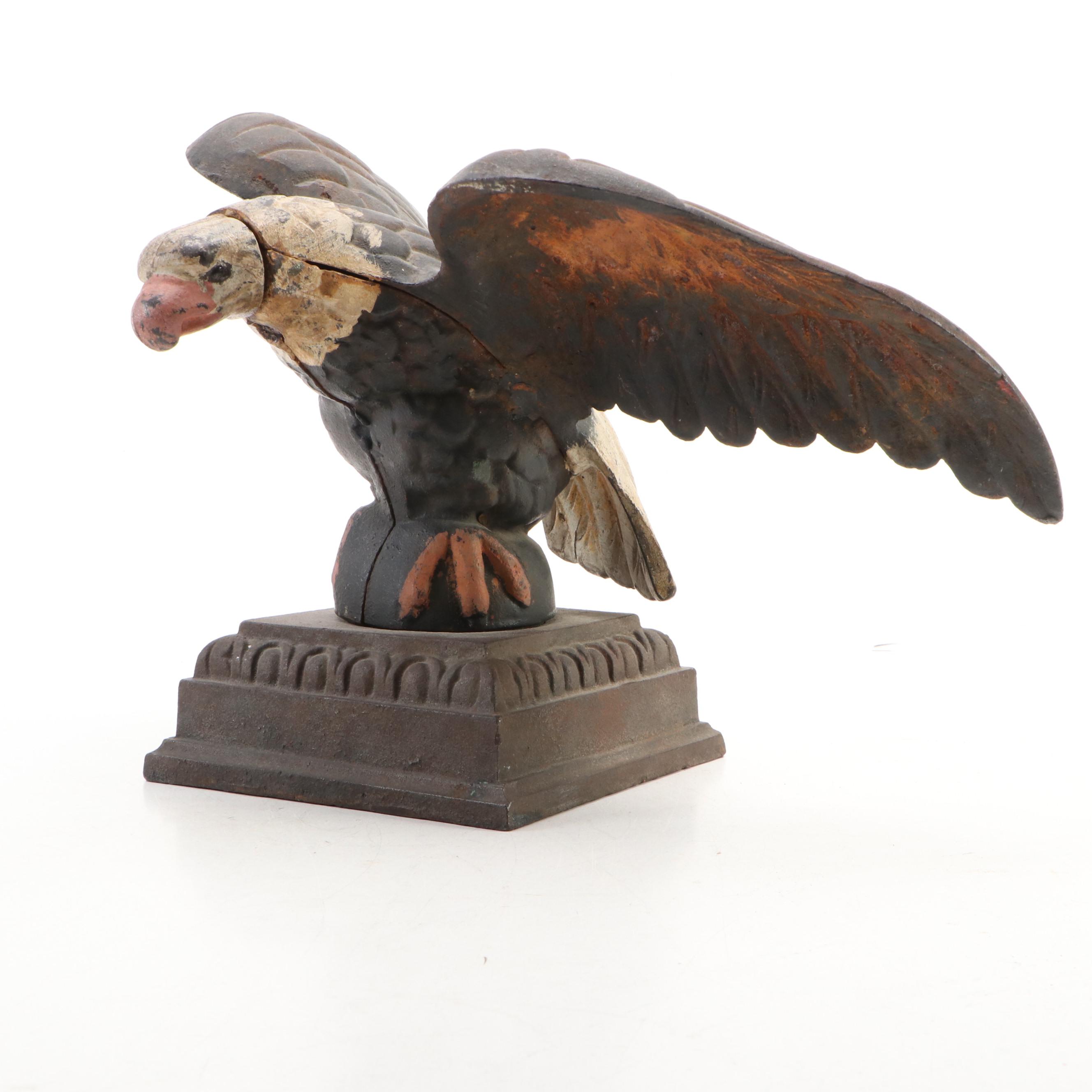 Painted Cast Iron Bald Eagle Architectural Element, Early to Mid-20th Century