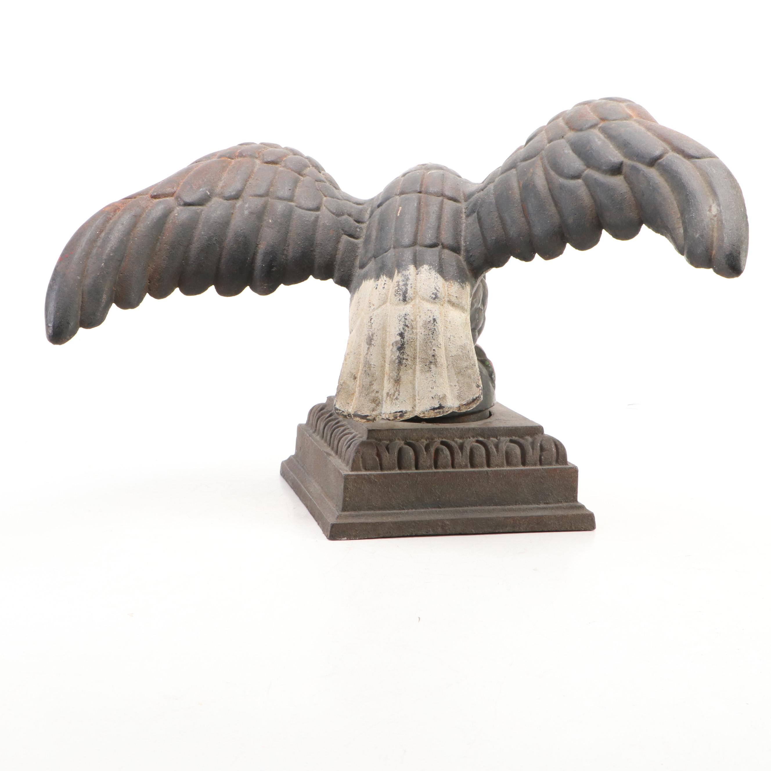Painted Cast Iron Bald Eagle Architectural Element, Early to Mid-20th Century
