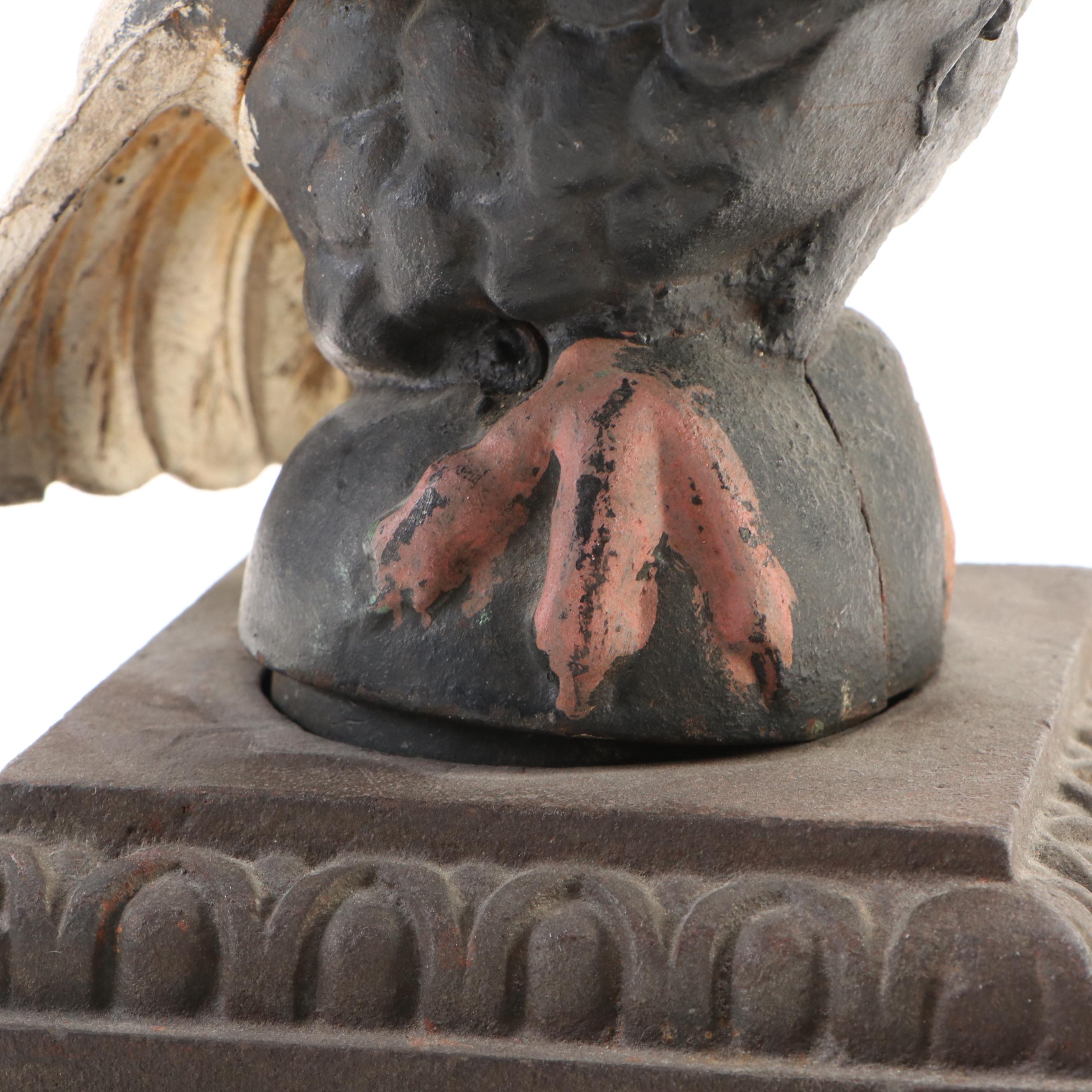 Painted Cast Iron Bald Eagle Architectural Element, Early to Mid-20th Century