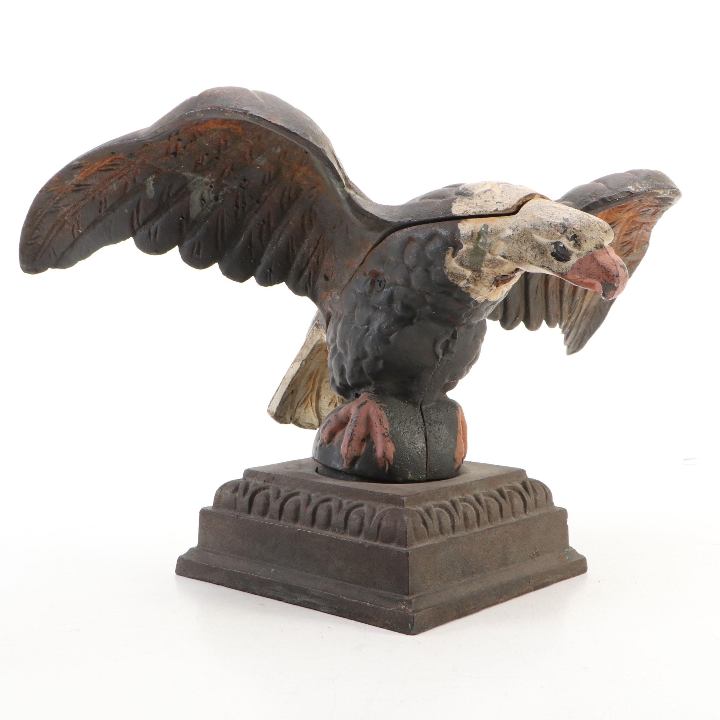 Painted Cast Iron Bald Eagle Architectural Element, Early to Mid-20th Century