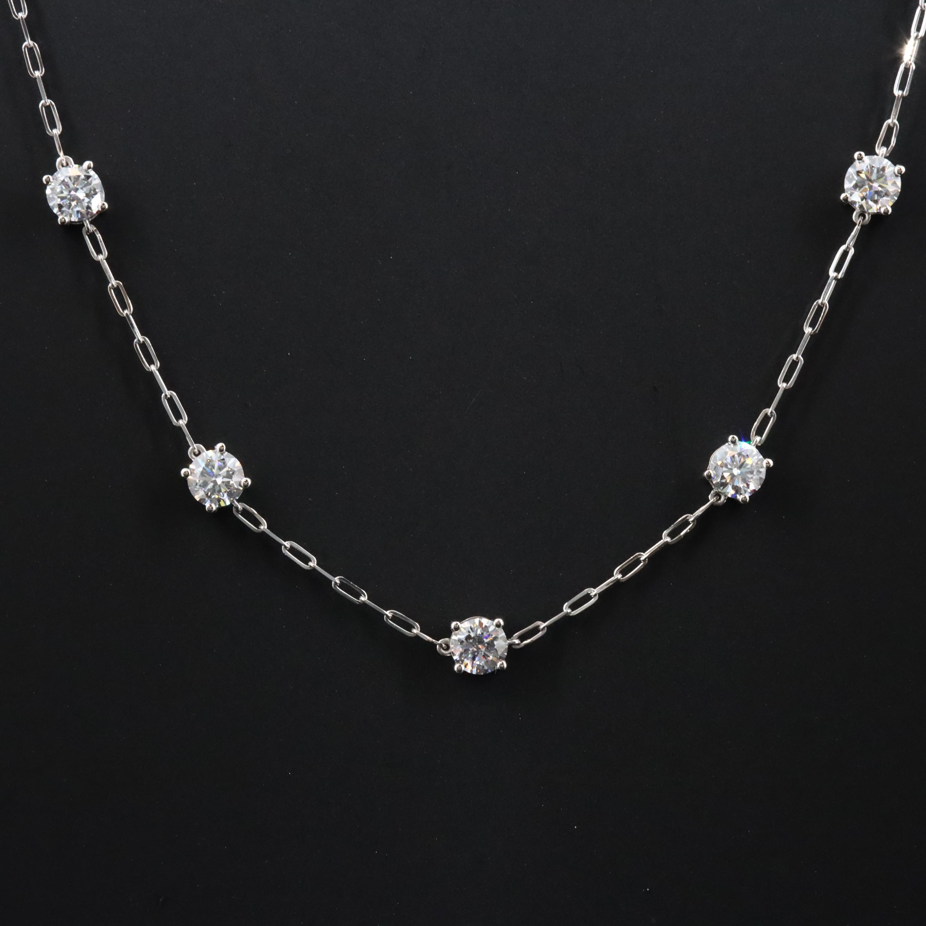 Platinum 8.84 CTW Lab Grown Diamond Station Necklace