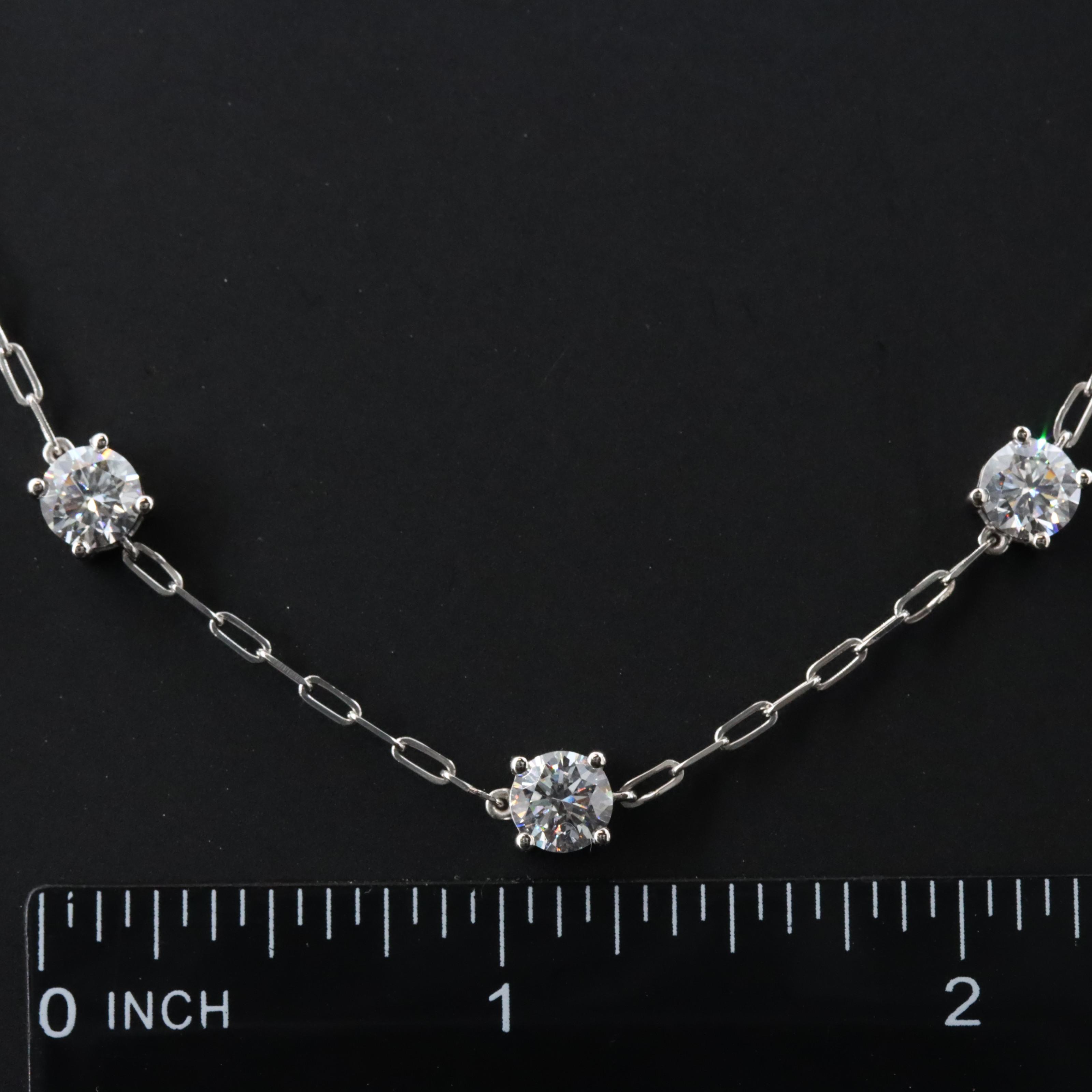 Platinum 8.84 CTW Lab Grown Diamond Station Necklace