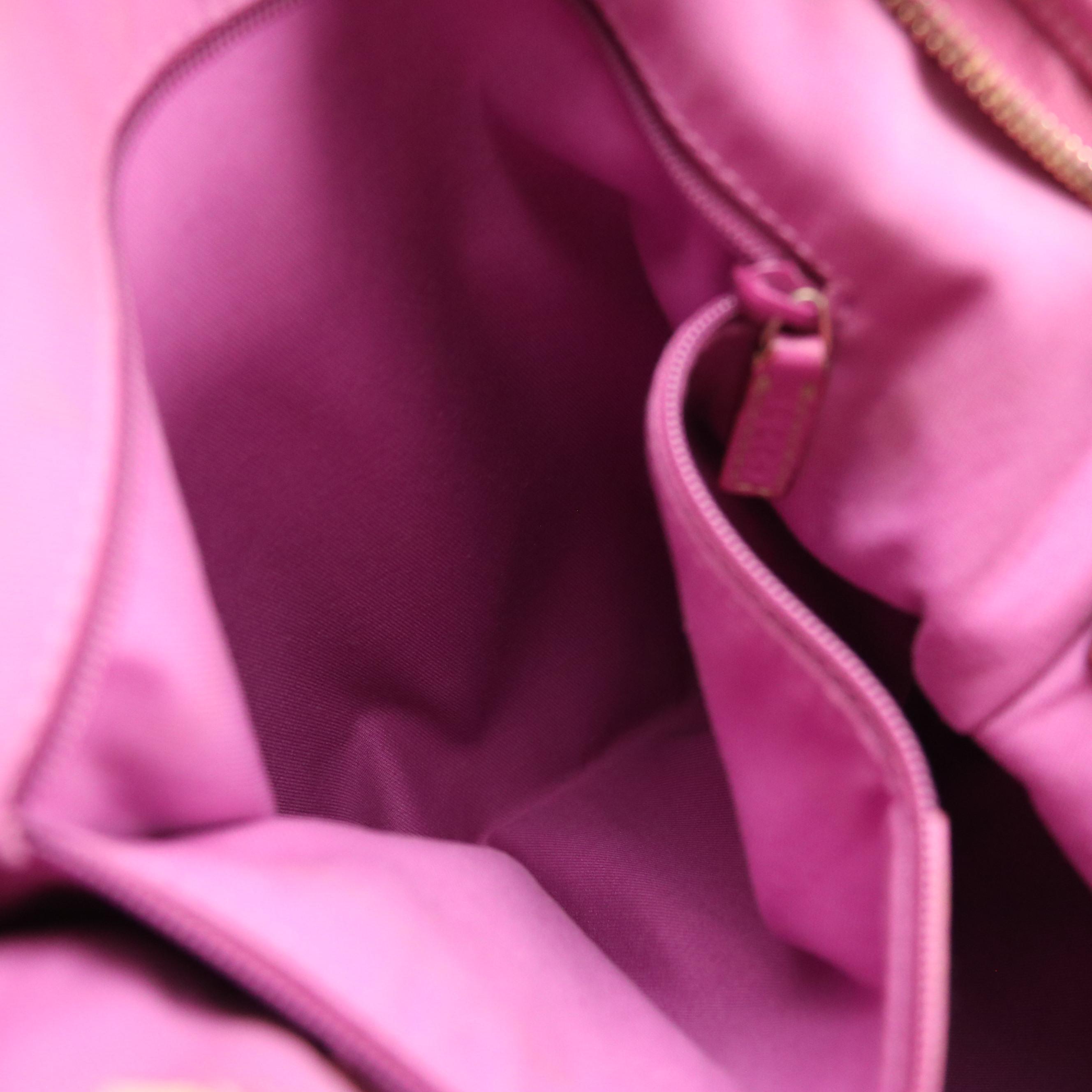 Gucci Abbey D-Ring Crossbody Bag in GG Canvas and Magenta Cinghiale Leather Trim