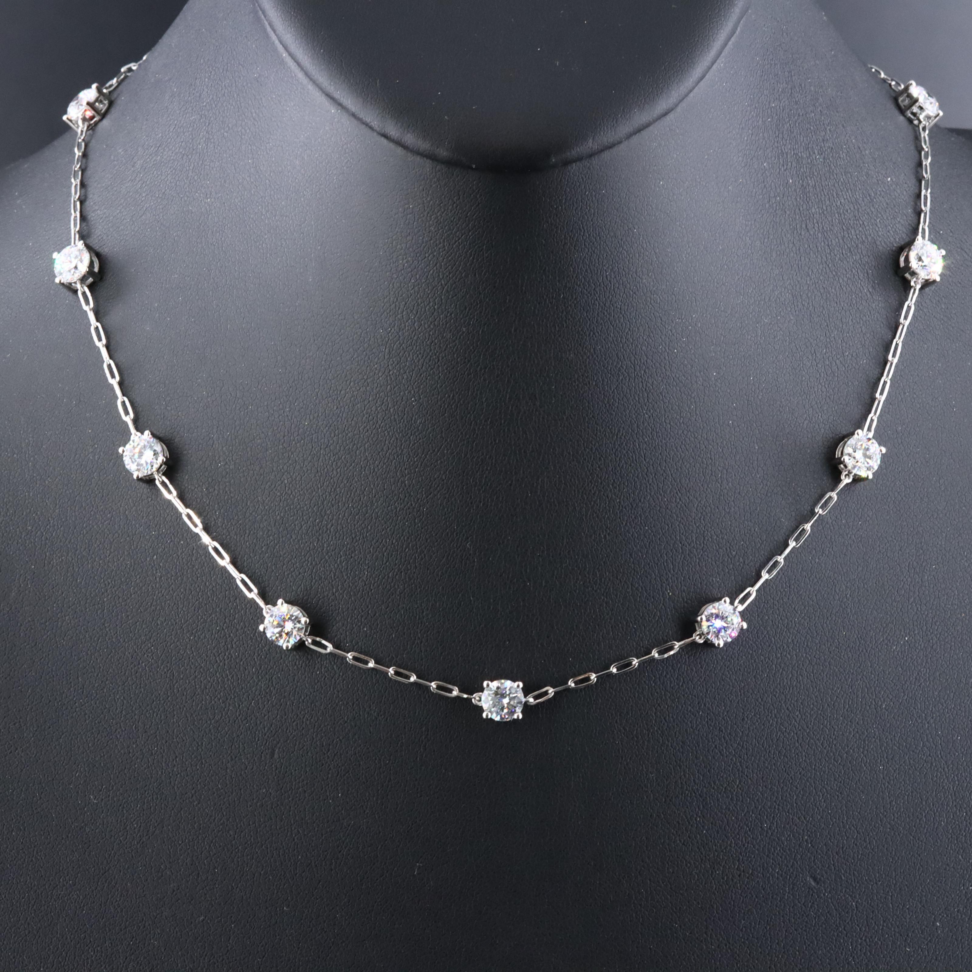 Platinum 8.84 CTW Lab Grown Diamond Station Necklace