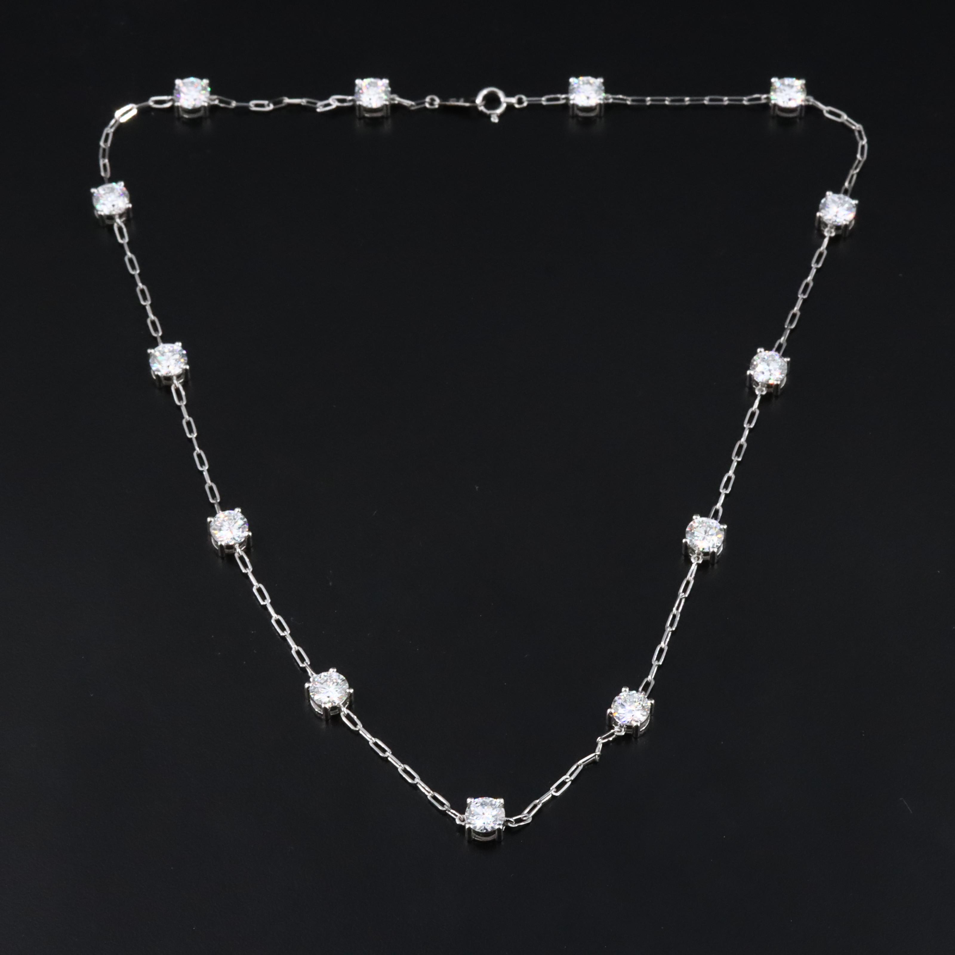 Platinum 8.84 CTW Lab Grown Diamond Station Necklace