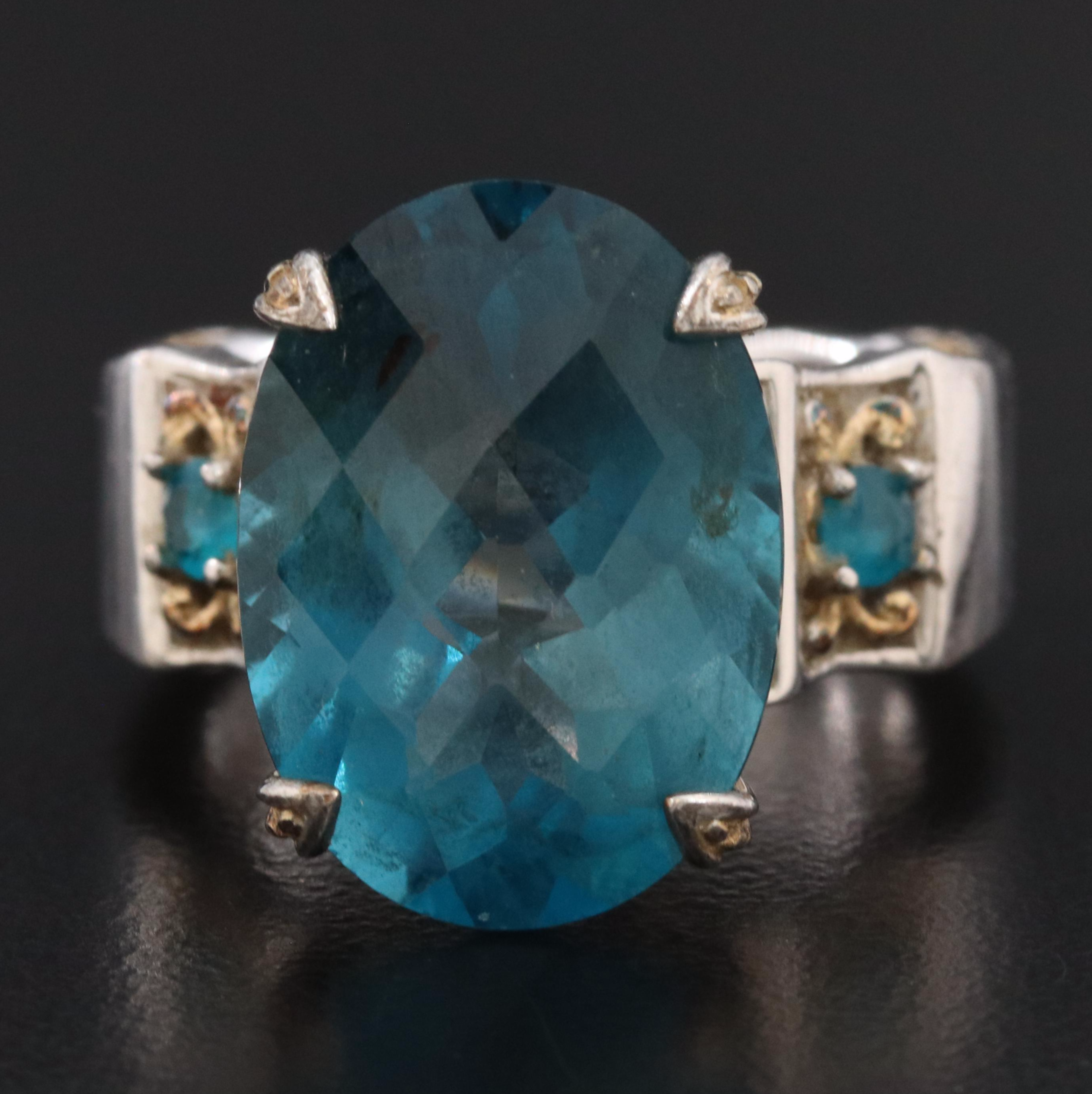 Sterling Topaz and Apatite Ring