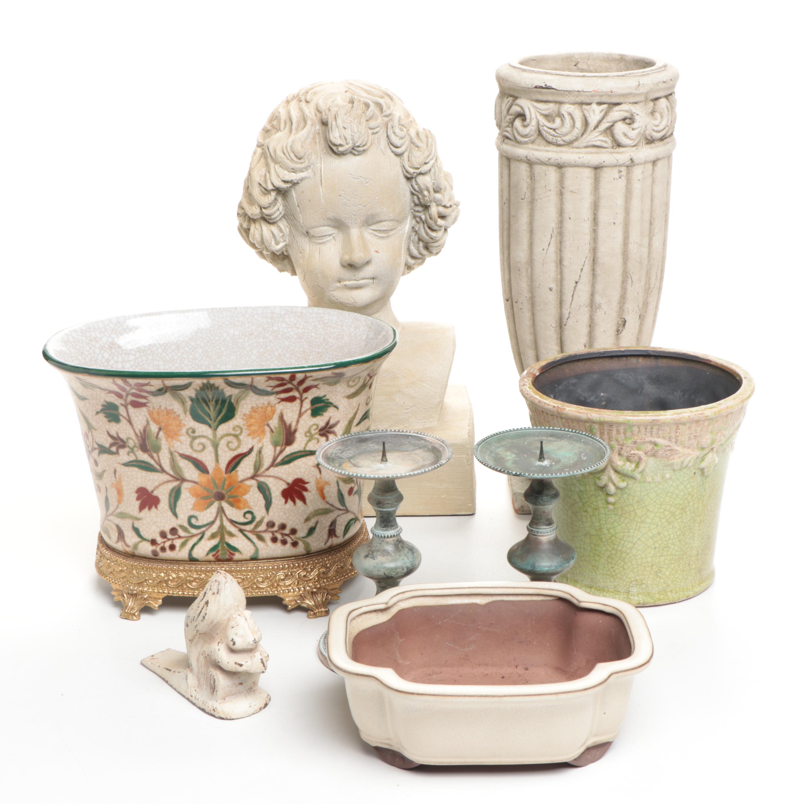 Nettle Creek Bust with Planters, Candle Prickets and Doorstop