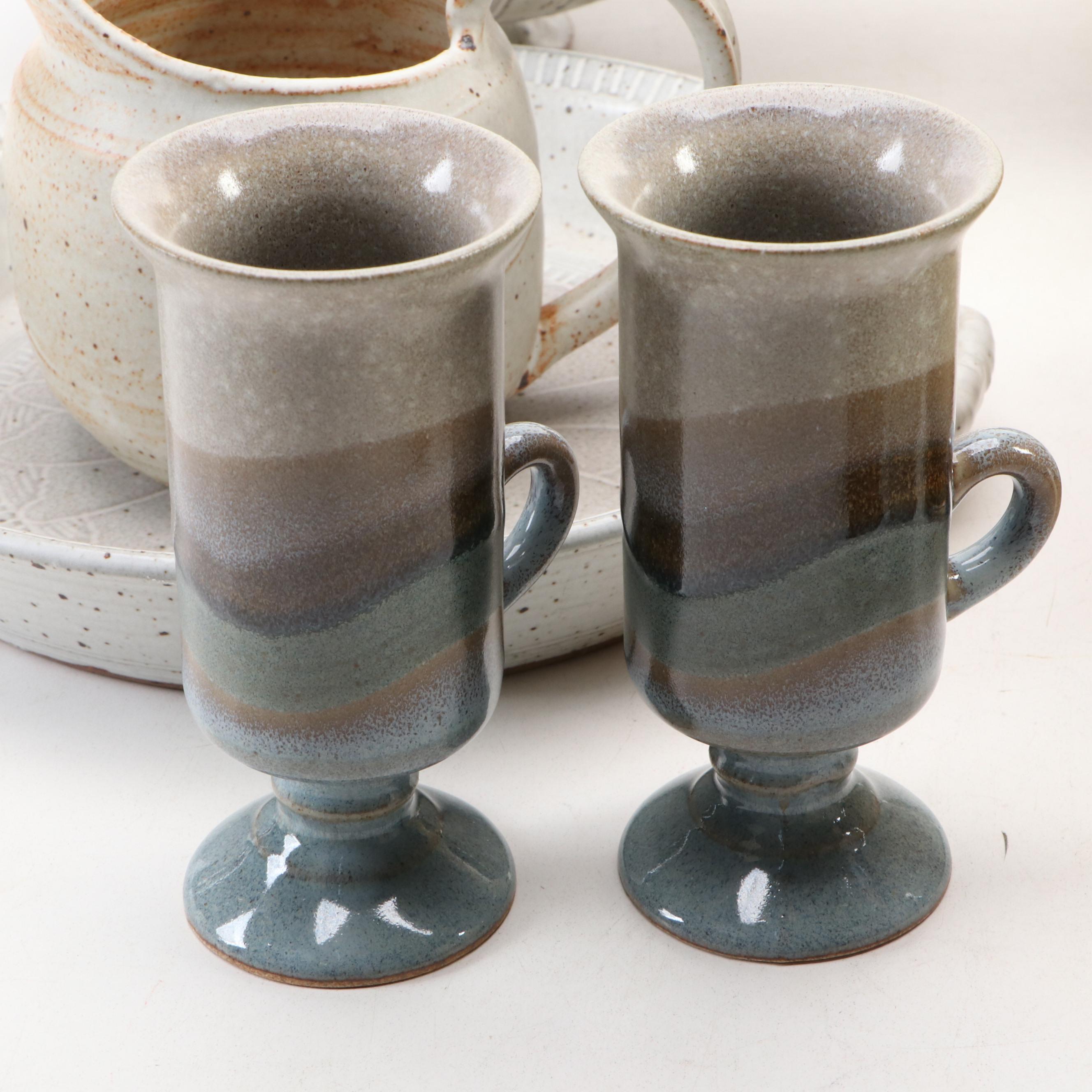 Studio Pottery Stoneware Bowls, Colander, Pitchers, Honey Pot and More