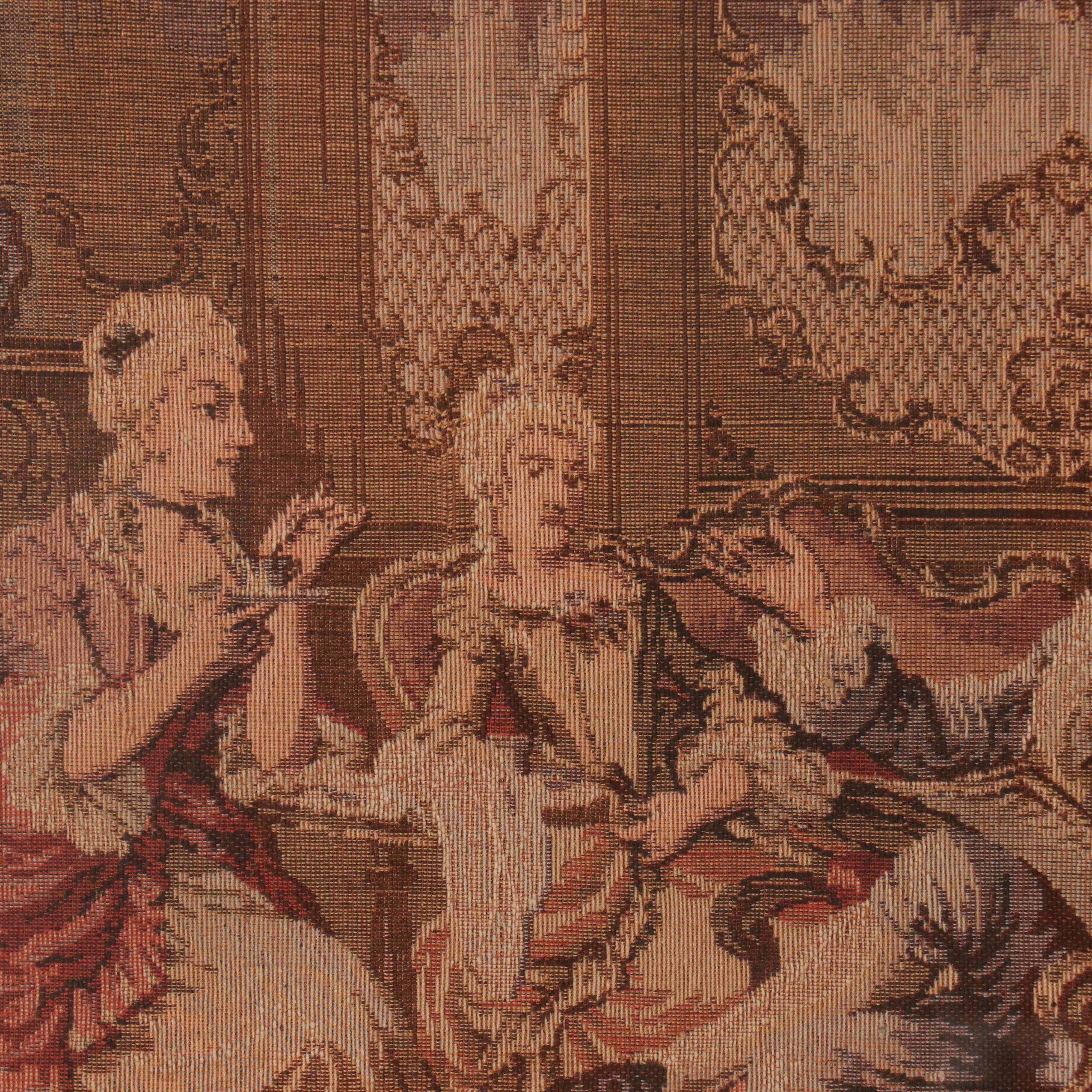 Woven Tapestry with Baroque Salon Scene
